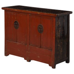 Chinesisches Sideboard aus dem 19. Jahrhundert in rotem Lack