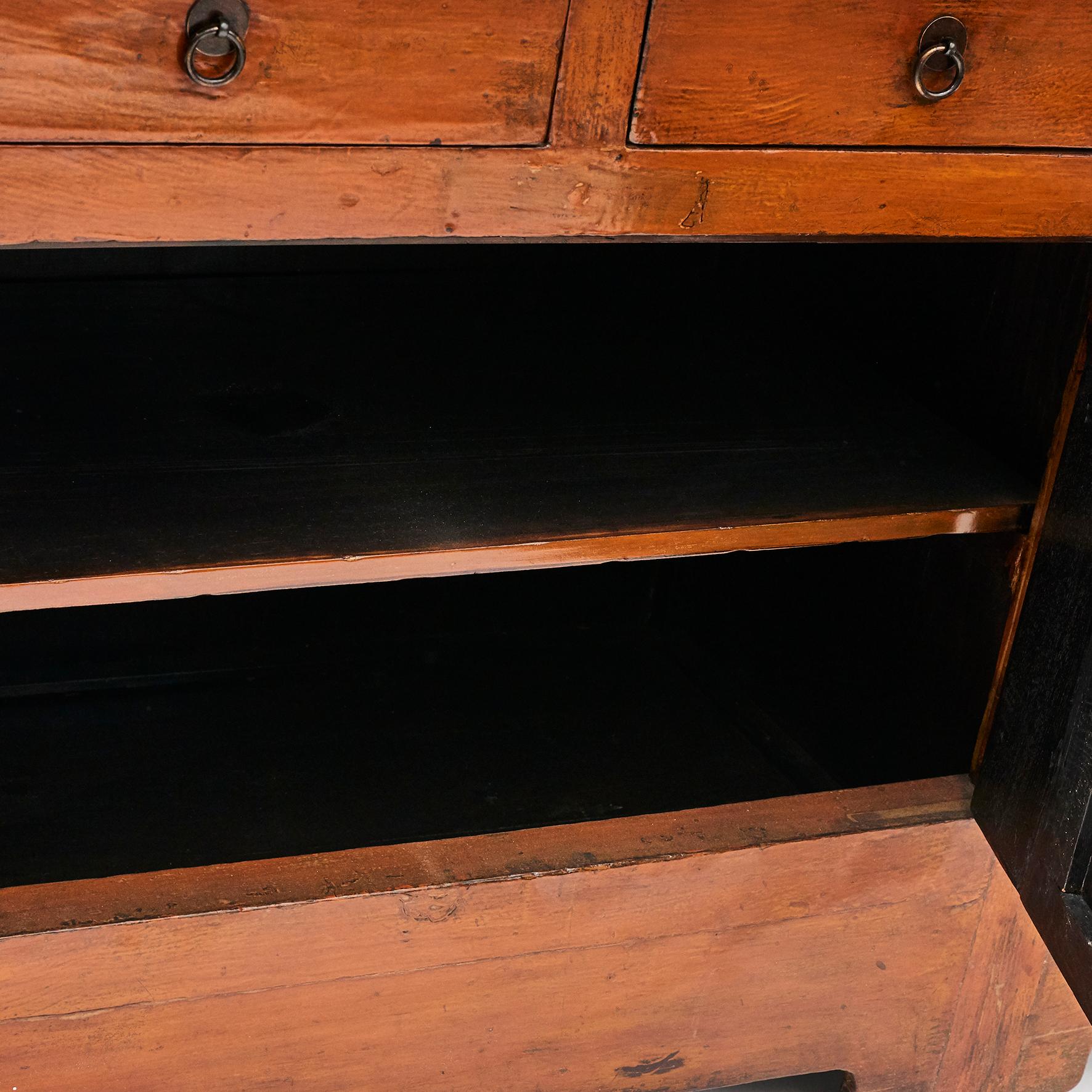 19th Century Chinese Sideboard In Cayenne Color Lacquer For Sale 8