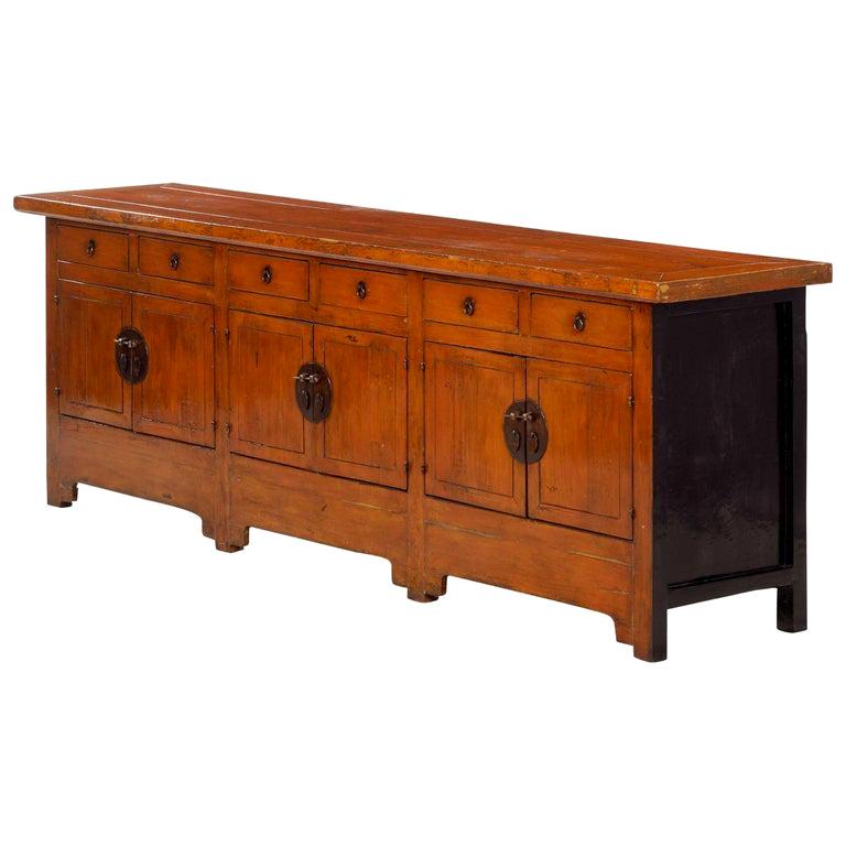 19th Century Chinese Sideboard In Cayenne Color Lacquer For Sale