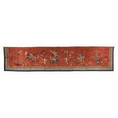 Used 19th Century Chinese Silk Embroidered Banner or Hanging
