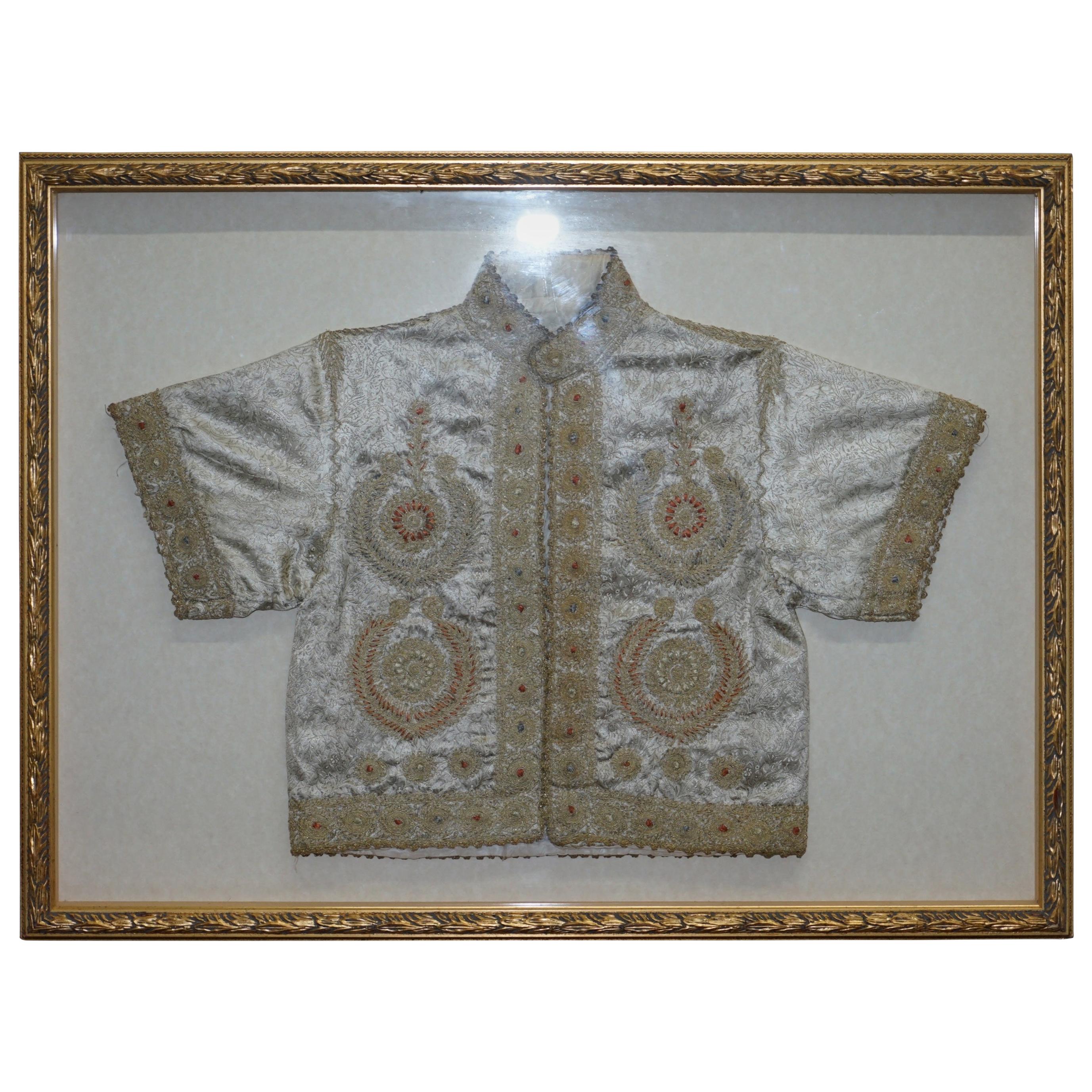 19th Century Chinese Silk Embroidered Ceremonial Jacket in Display Picture Frame