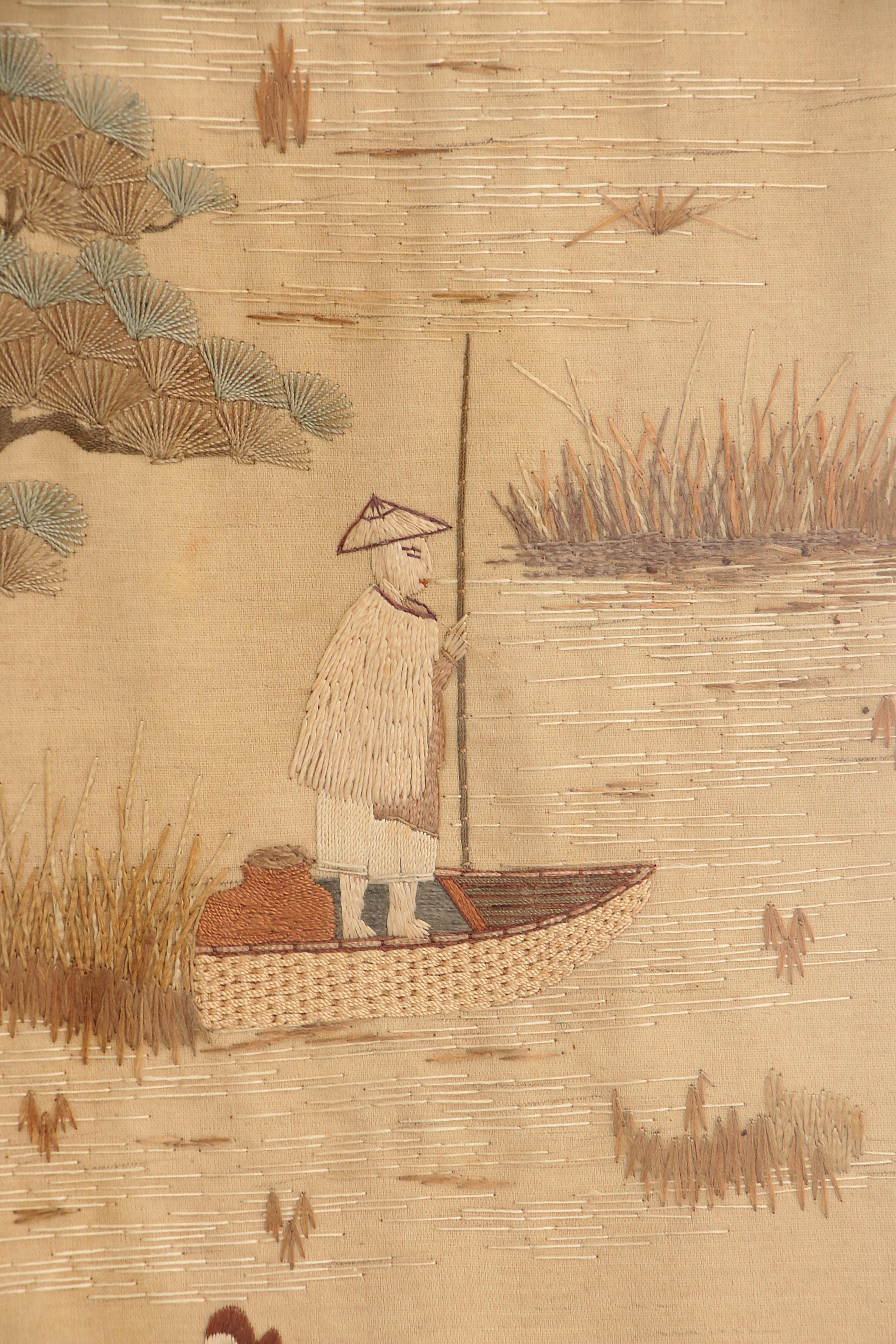 Chinesische Seidenteppiche des 19. Jahrhunderts in Bambusrahmen im Angebot 5