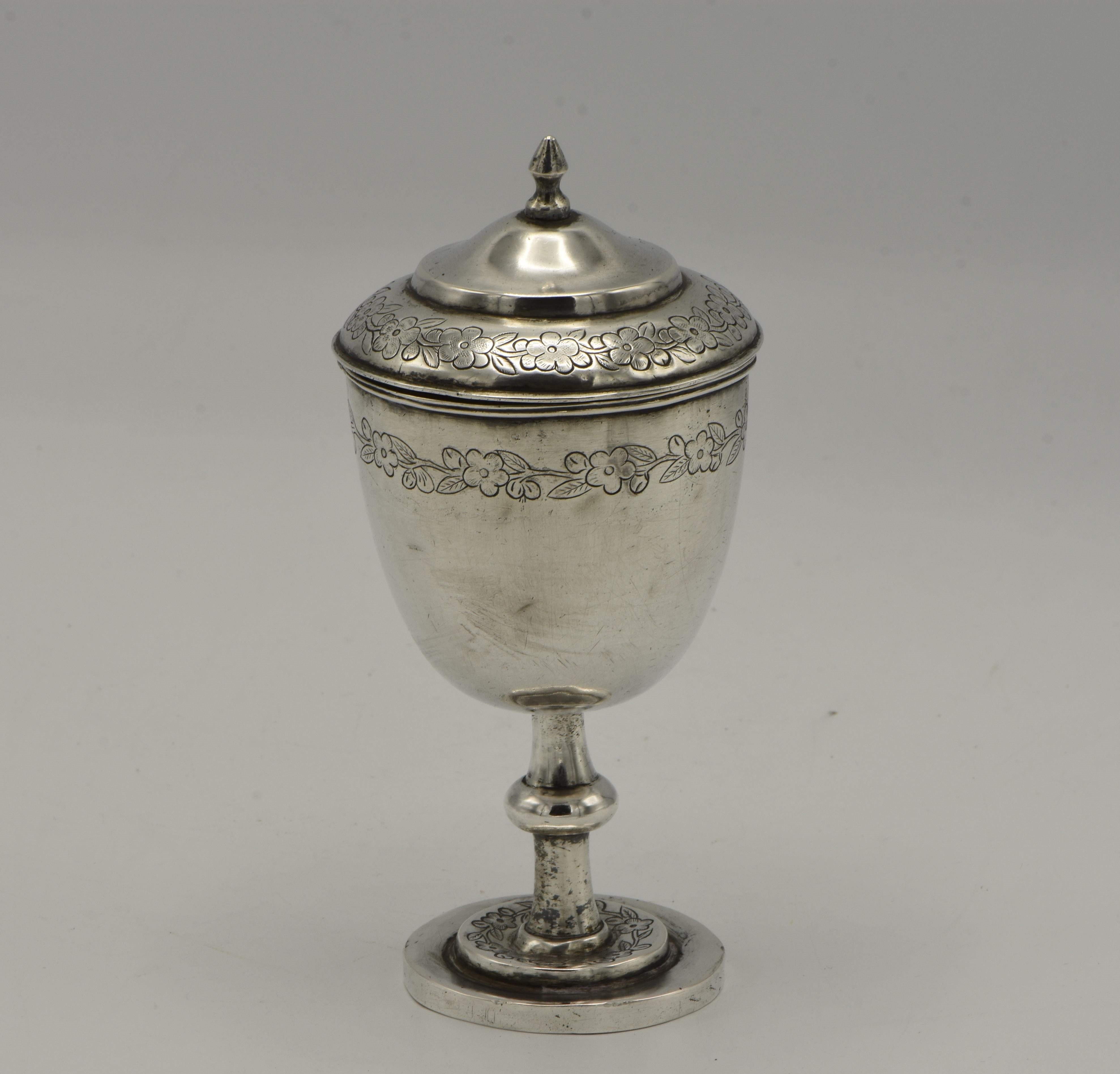 19th Century Chinese Silver Kiddush Goblet with a Saucer For Sale 1