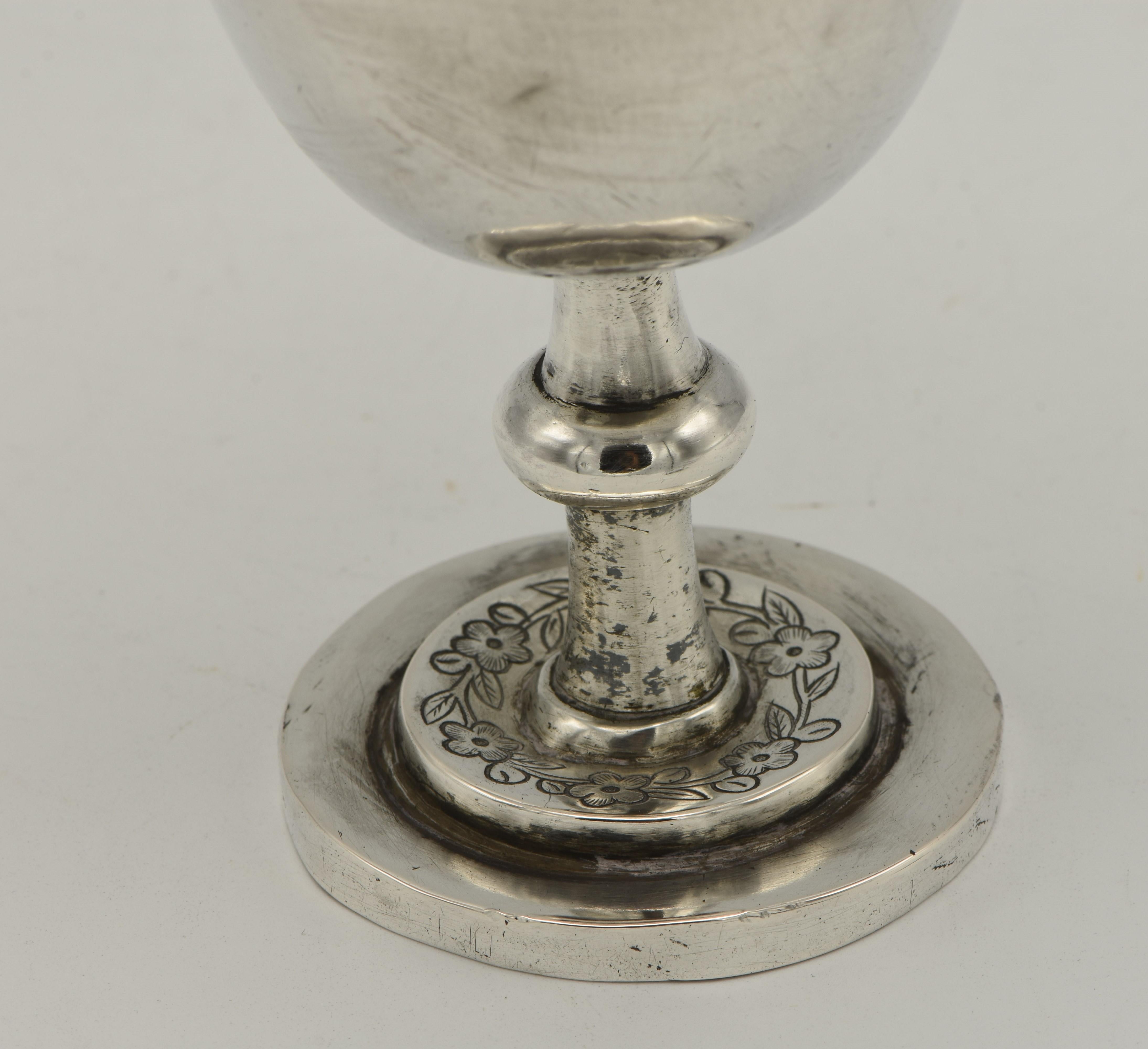 19th Century Chinese Silver Kiddush Goblet with a Saucer For Sale 3