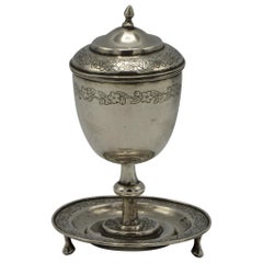 Calice da kiddush in argento cinese del XIX secolo con piattino
