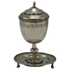 Used 19th Century Chinese Silver Kiddush Goblet with a Saucer