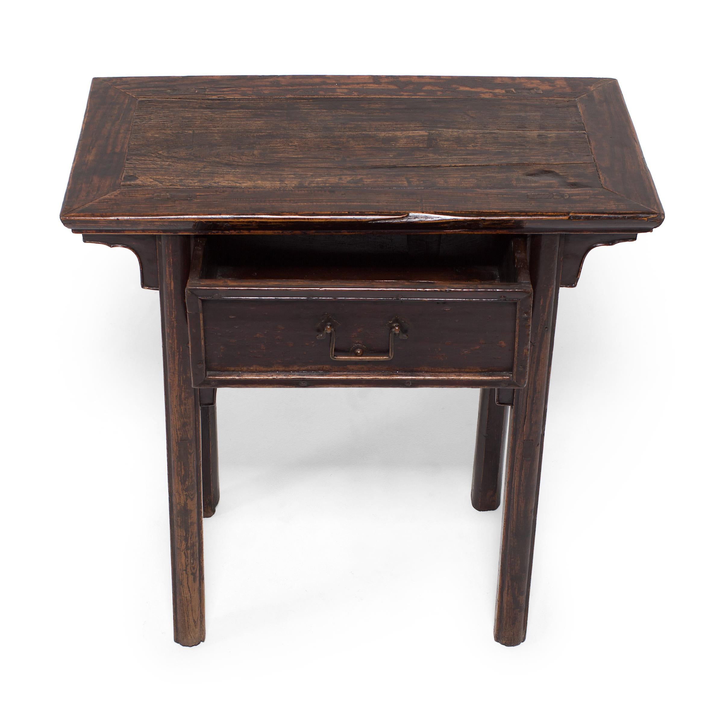 Elm 19th Century Chinese Single Drawer Console Table