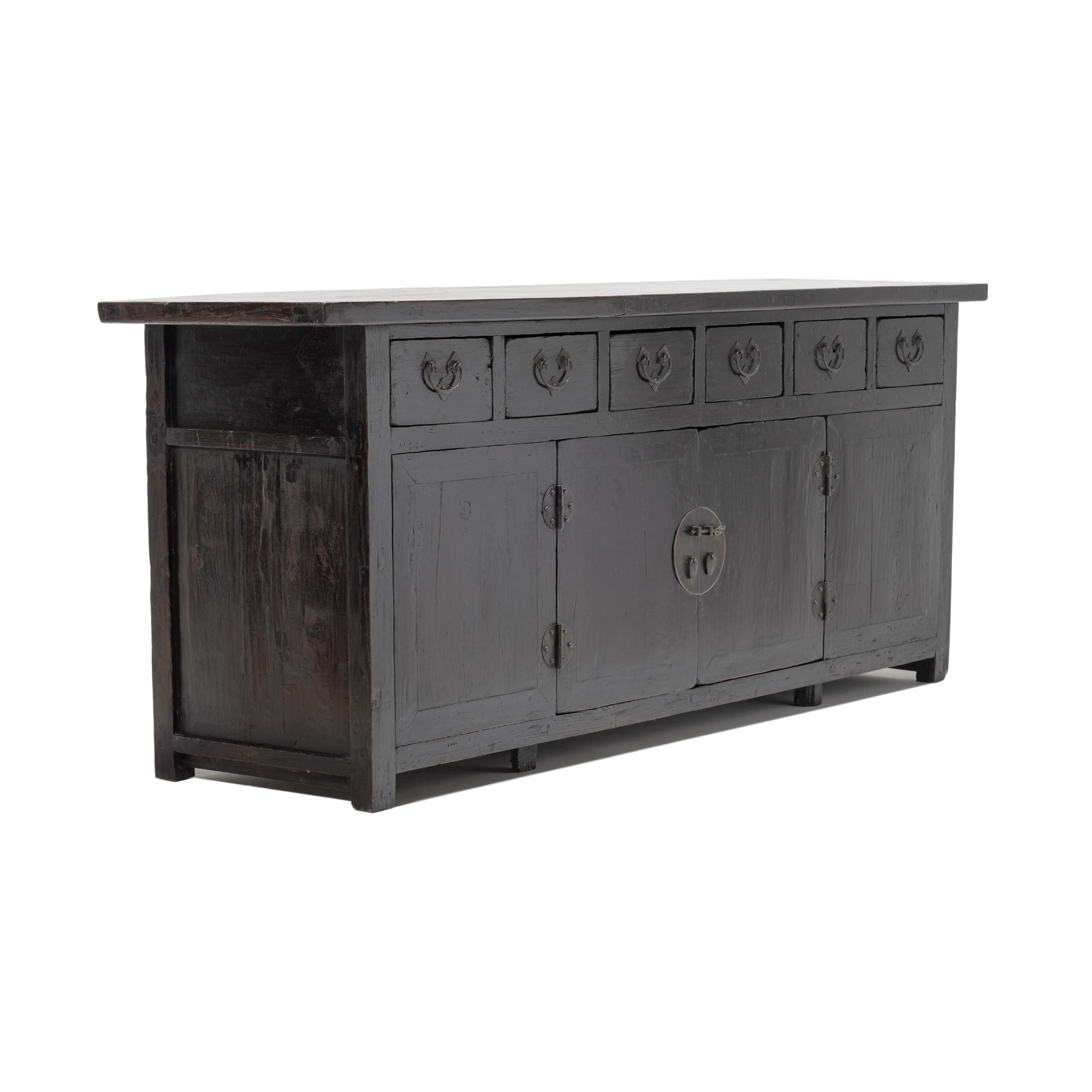 Brass 19th Century Chinese Six-Drawer Sideboard