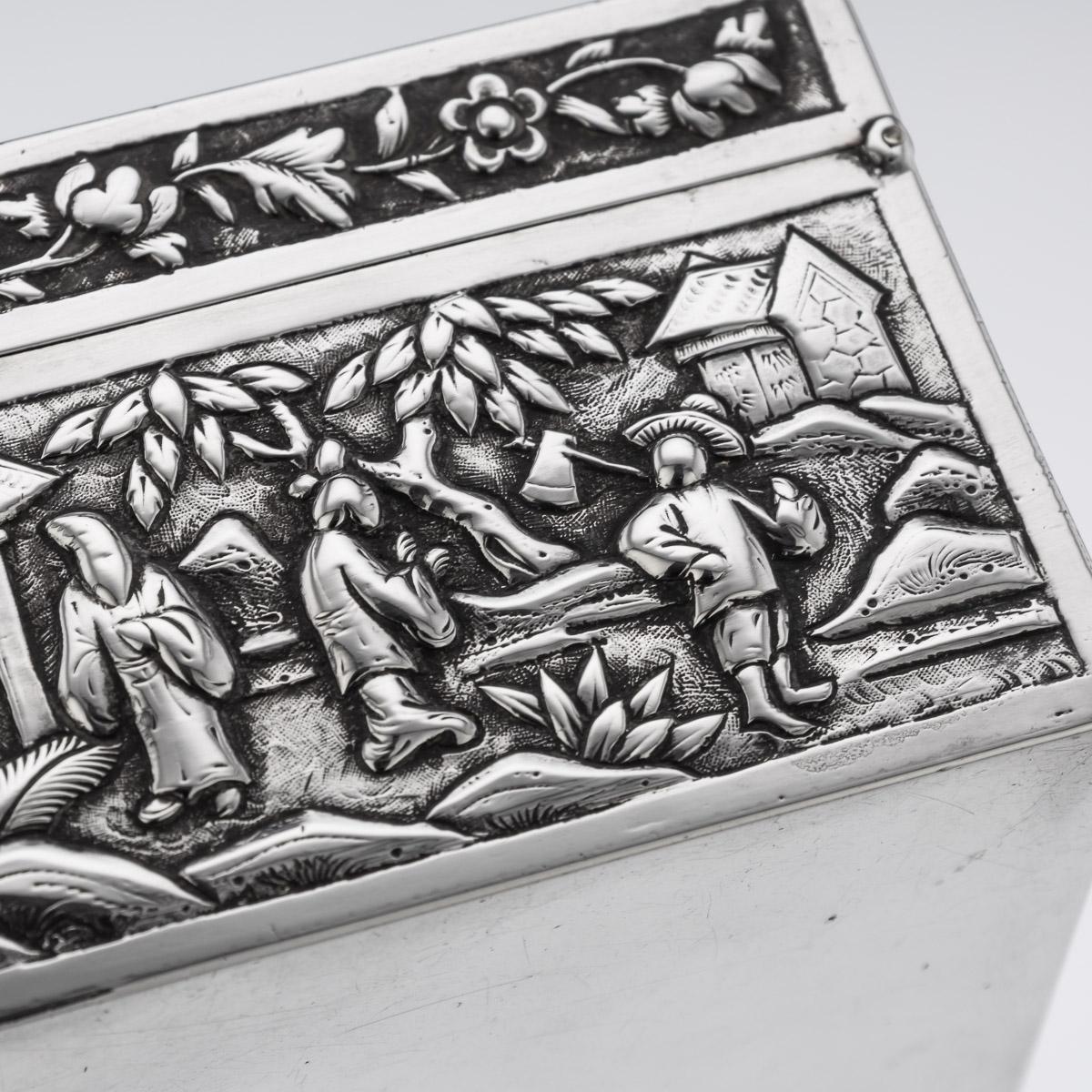 19th Century Chinese Solid Silver Aristocratic Processions Scene Box, c.1870 For Sale 14