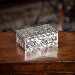 19th Century Chinese Solid Silver Aristocratic Processions Scene Box, c.1870