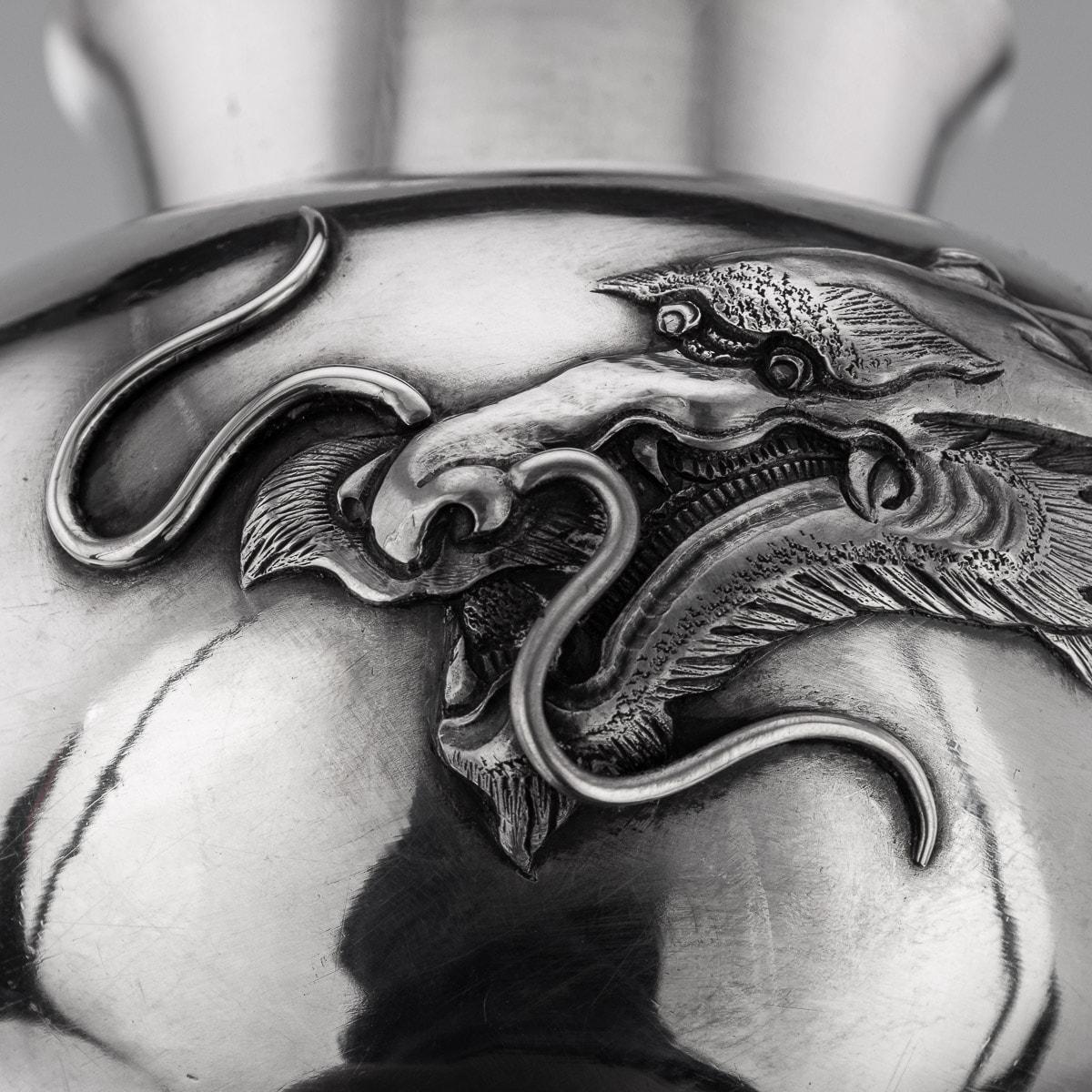 19th Century Chinese Solid Silver Dragon Tea Caddy, Luen Wo, Shanghai, c.1880 8