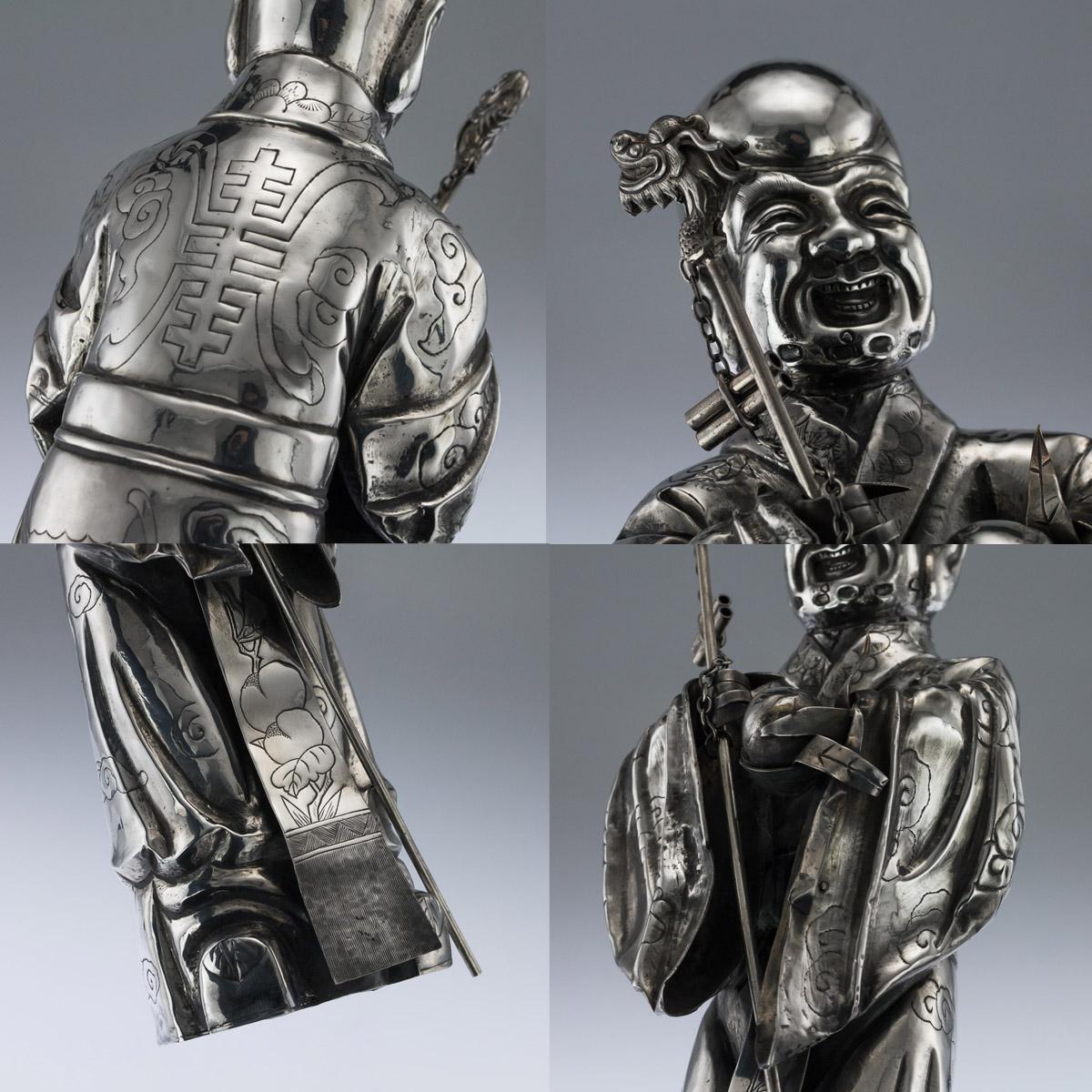 19th Century Chinese Solid Silver Set of Three Immortal Figures, circa 1880 2