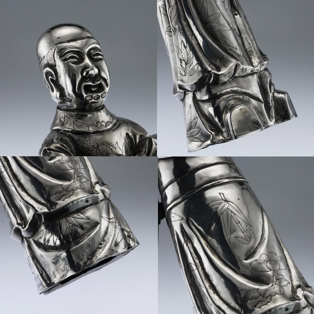 19th Century Chinese Solid Silver Set of Three Immortal Figures, circa 1880 4
