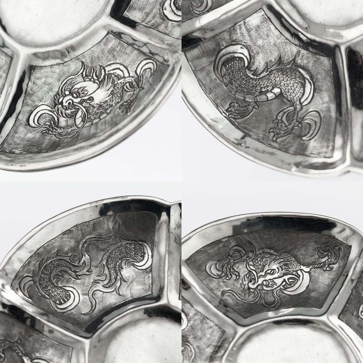 19th Century Chinese Solid Silver Three Tea Cups & Saucers, Nam-Hing, circa 1890 7