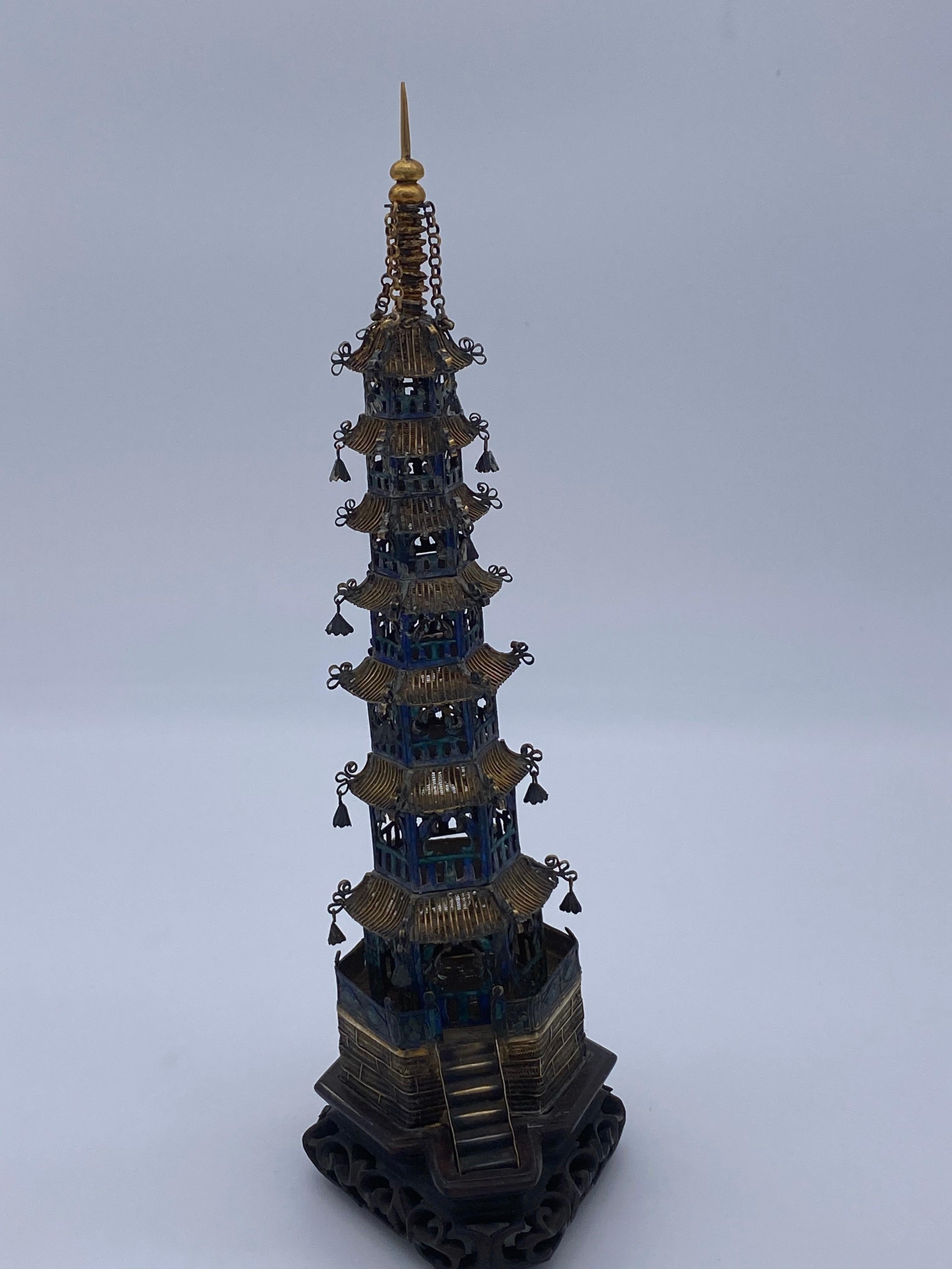 Other 19th Century Chinese Sterling Silver Pagoda For Sale