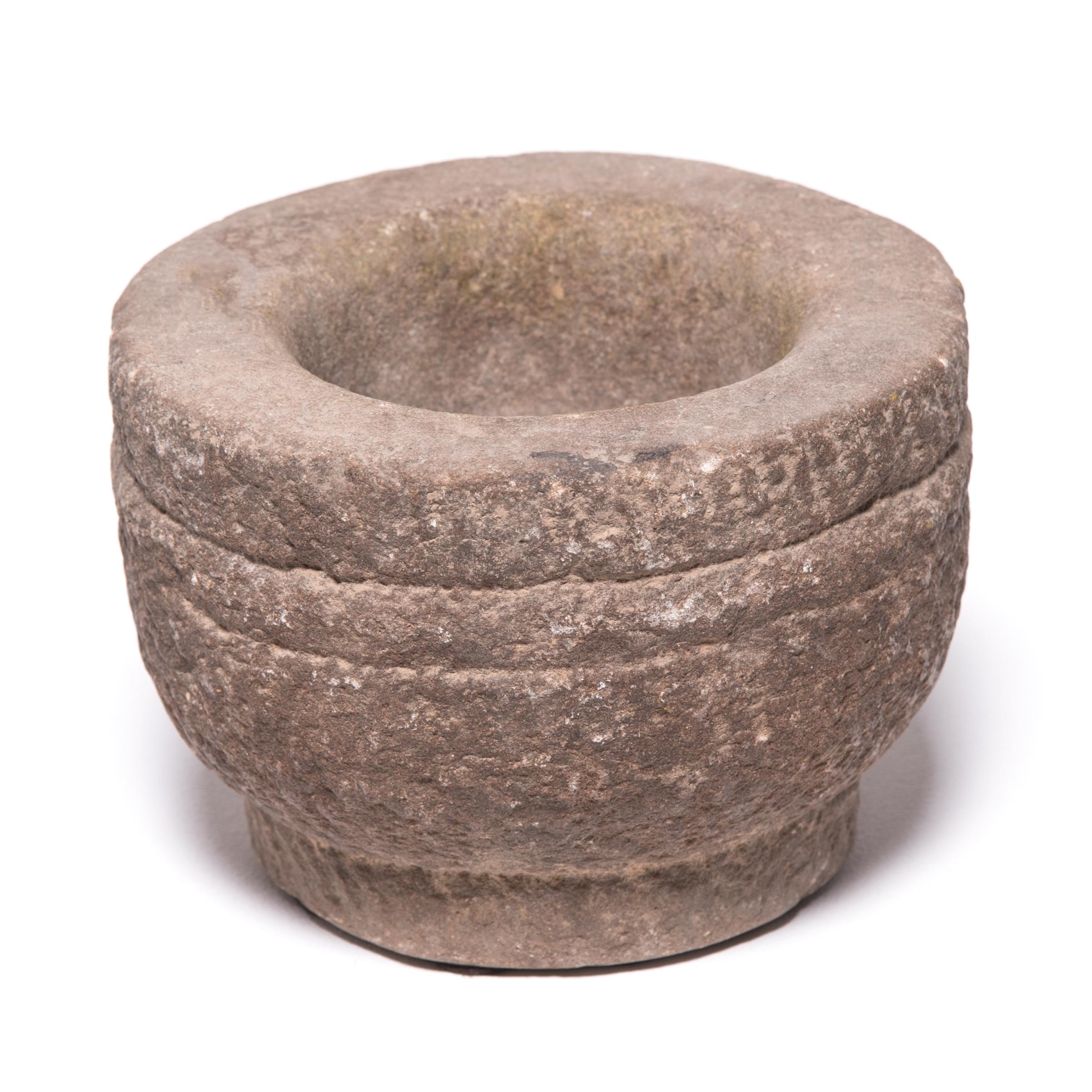 Hand-Carved 19th Century Chinese Stone Mortar