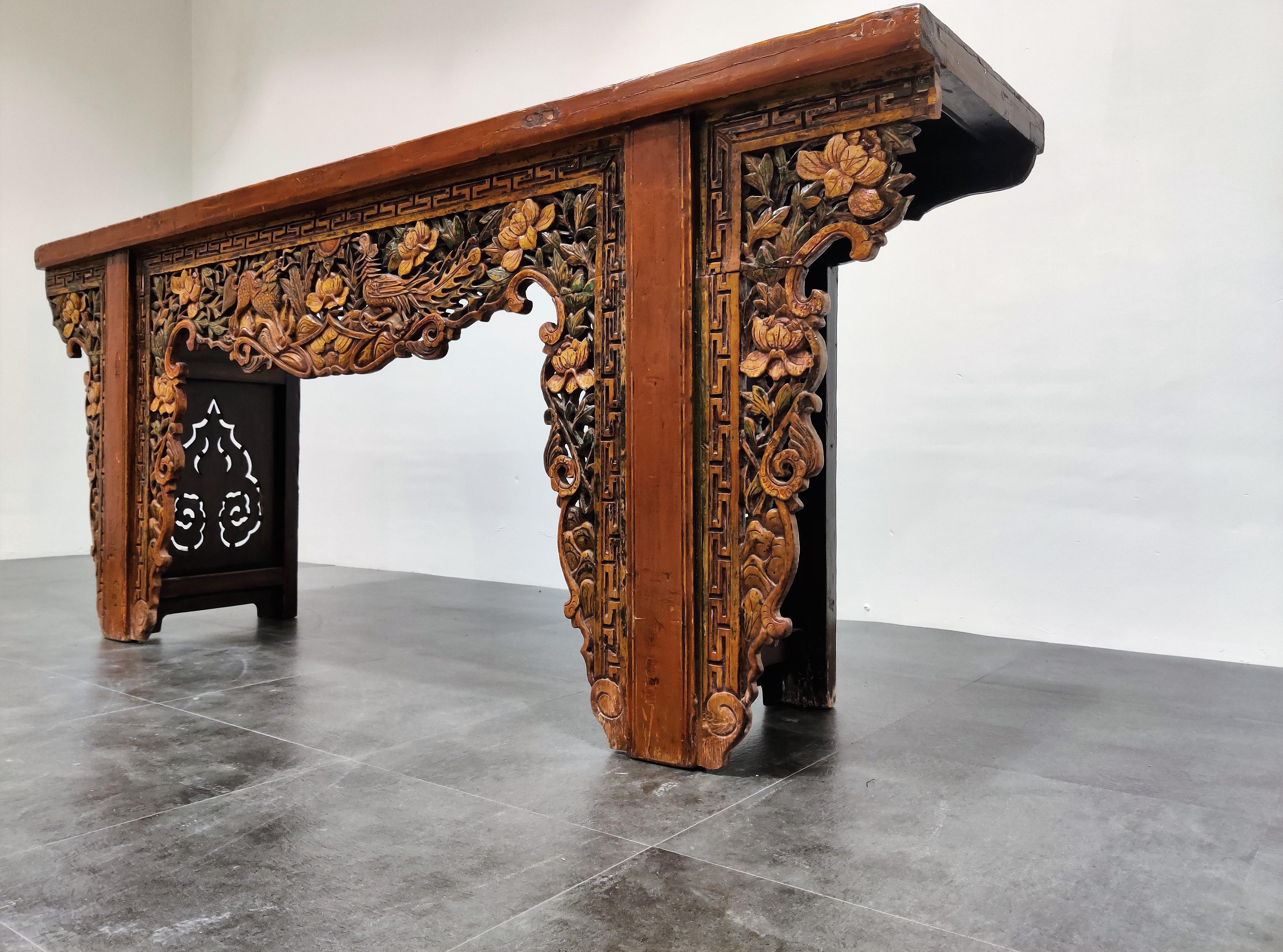 19th Century Chinese-Style Carved Altar Table 5