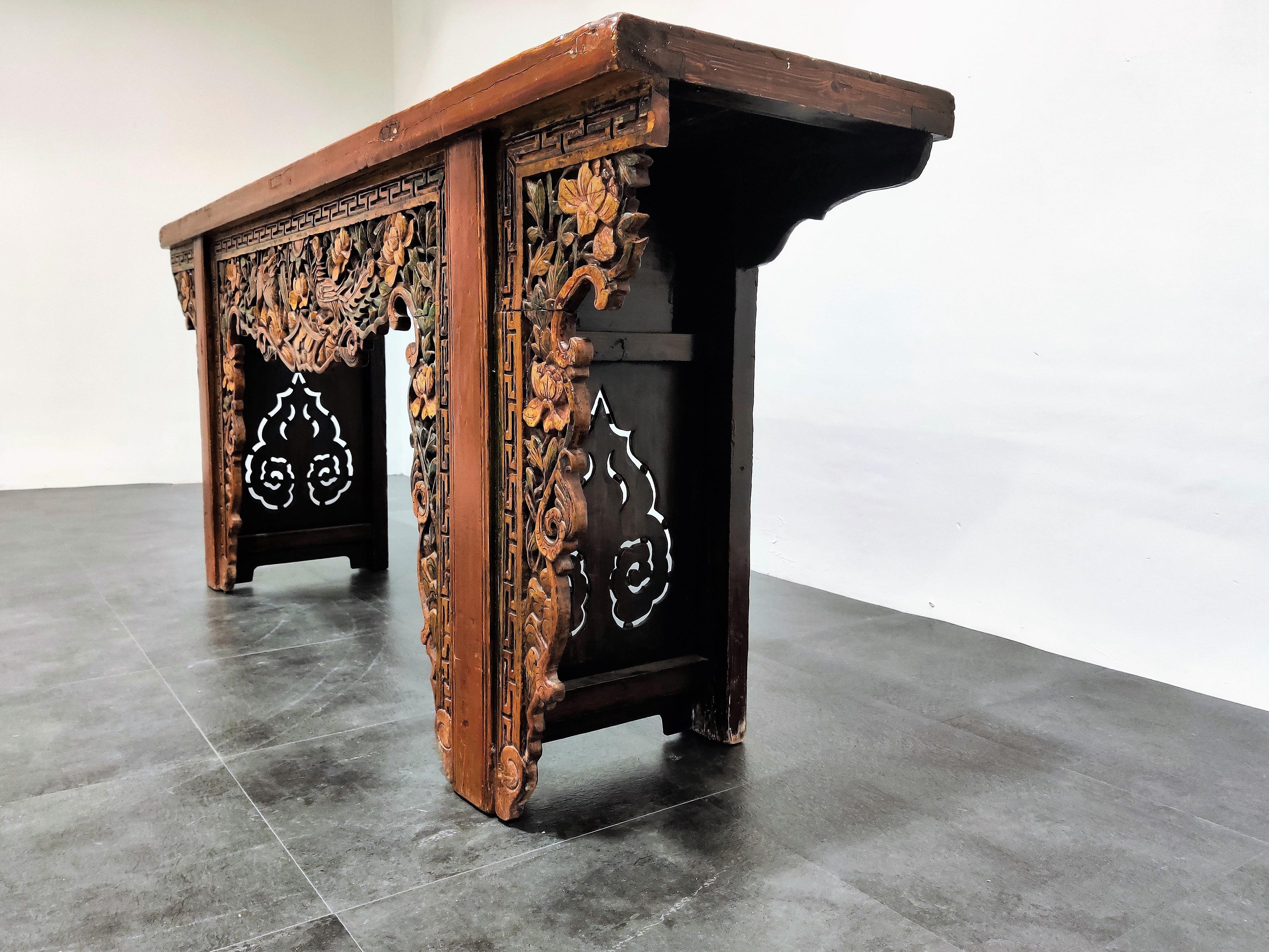 19th Century Chinese-Style Carved Altar Table 7