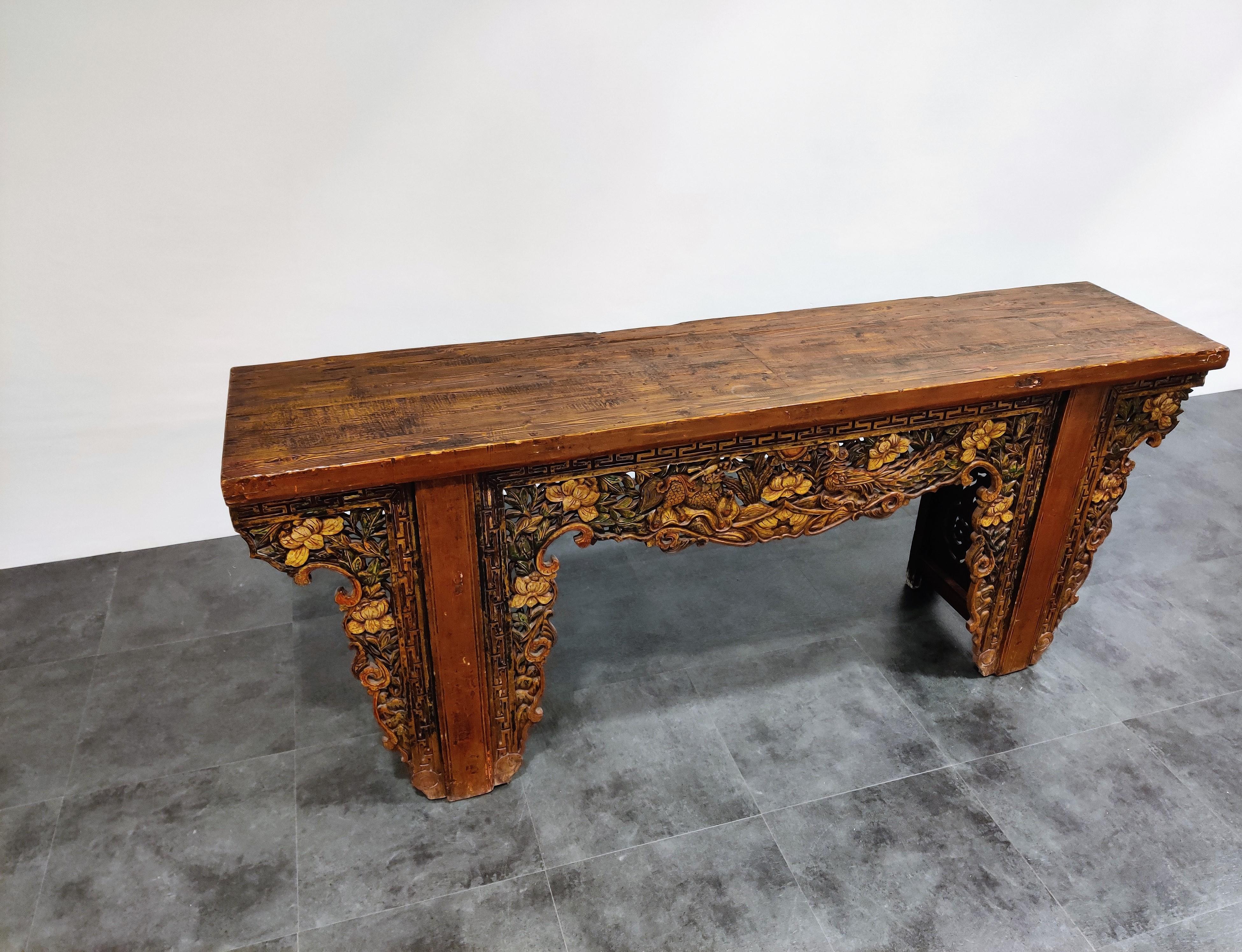 19th Century Chinese-Style Carved Altar Table 12