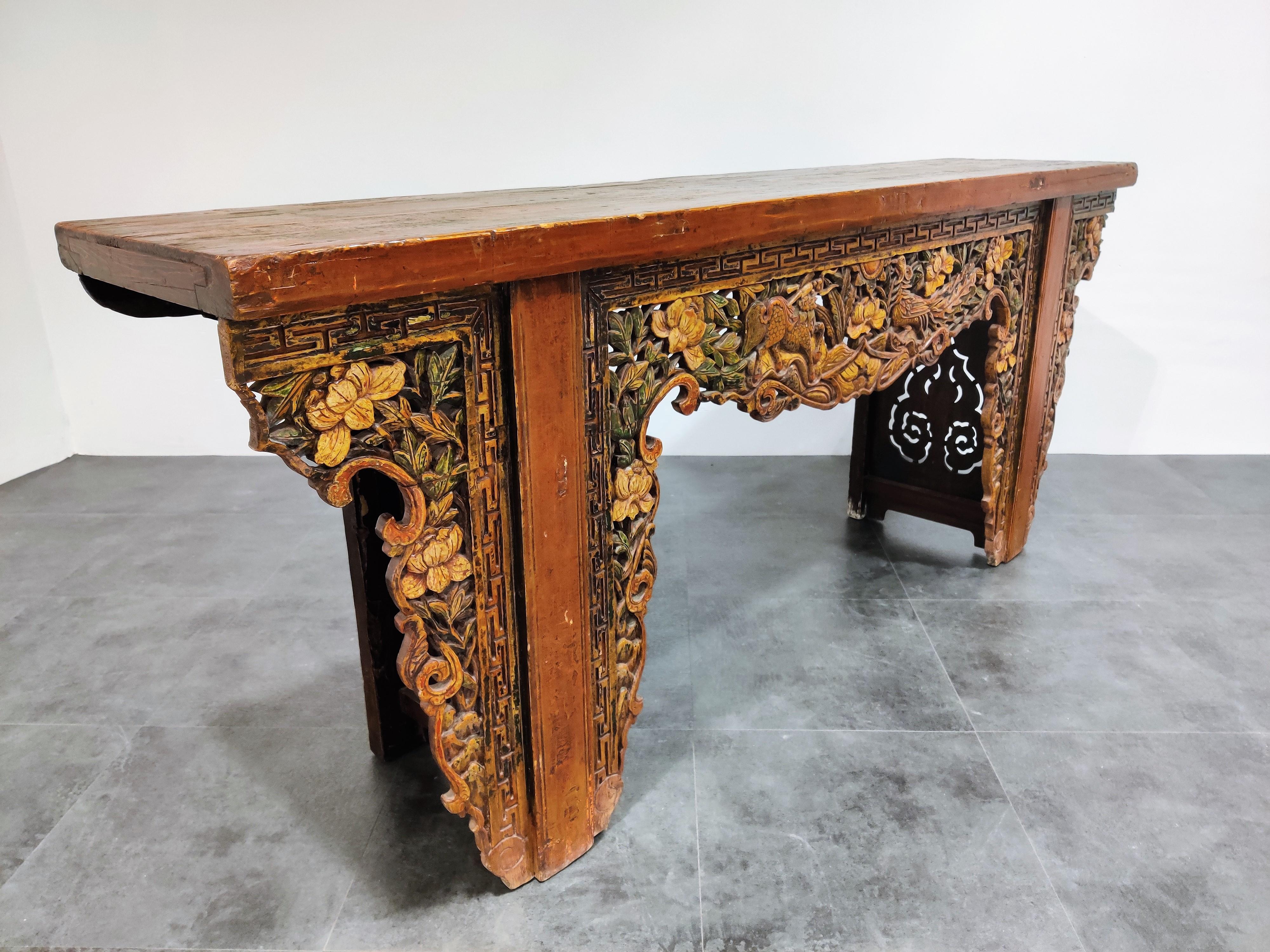 19th Century Chinese-Style Carved Altar Table 13