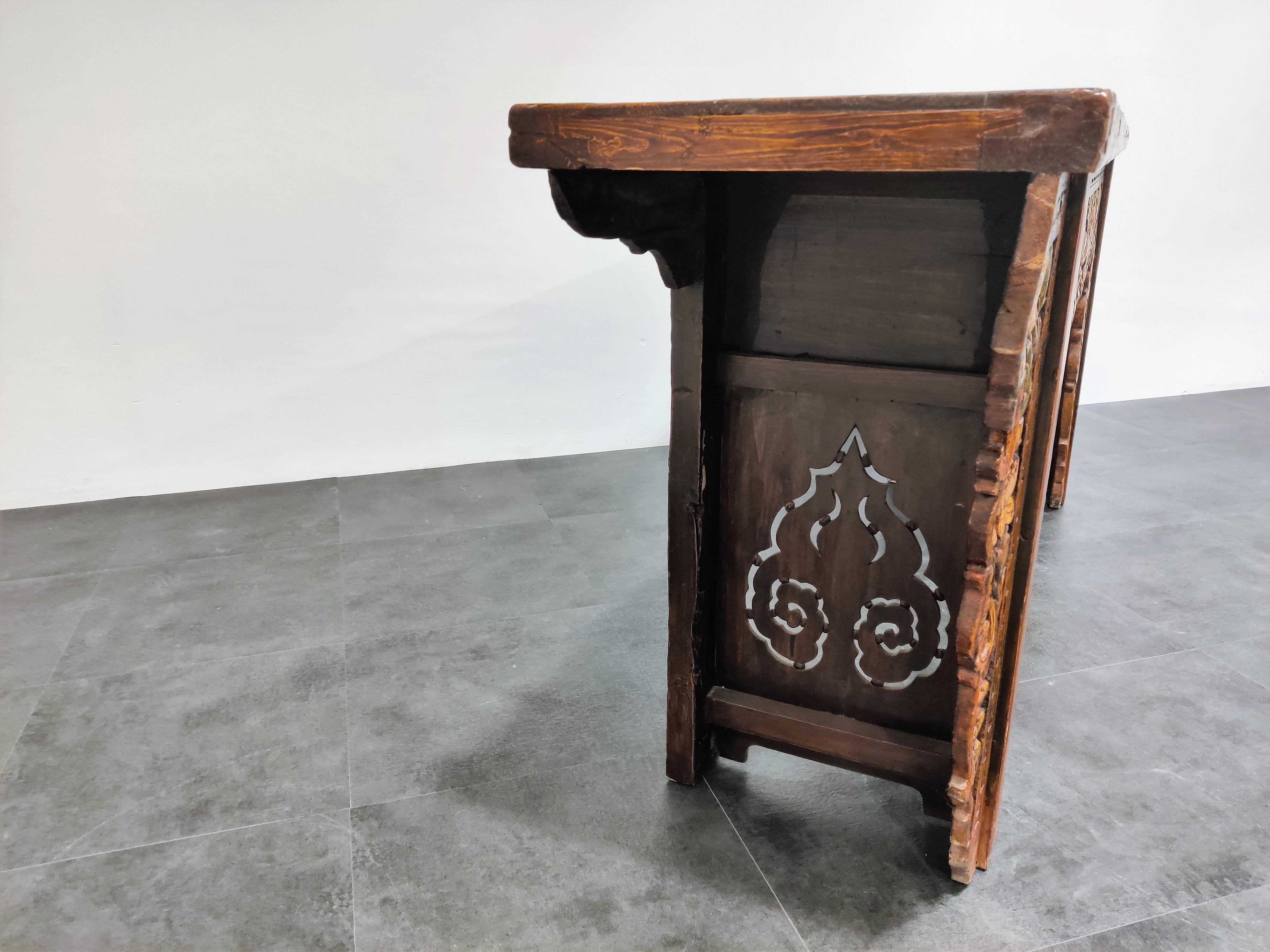 Softwood 19th Century Chinese-Style Carved Altar Table