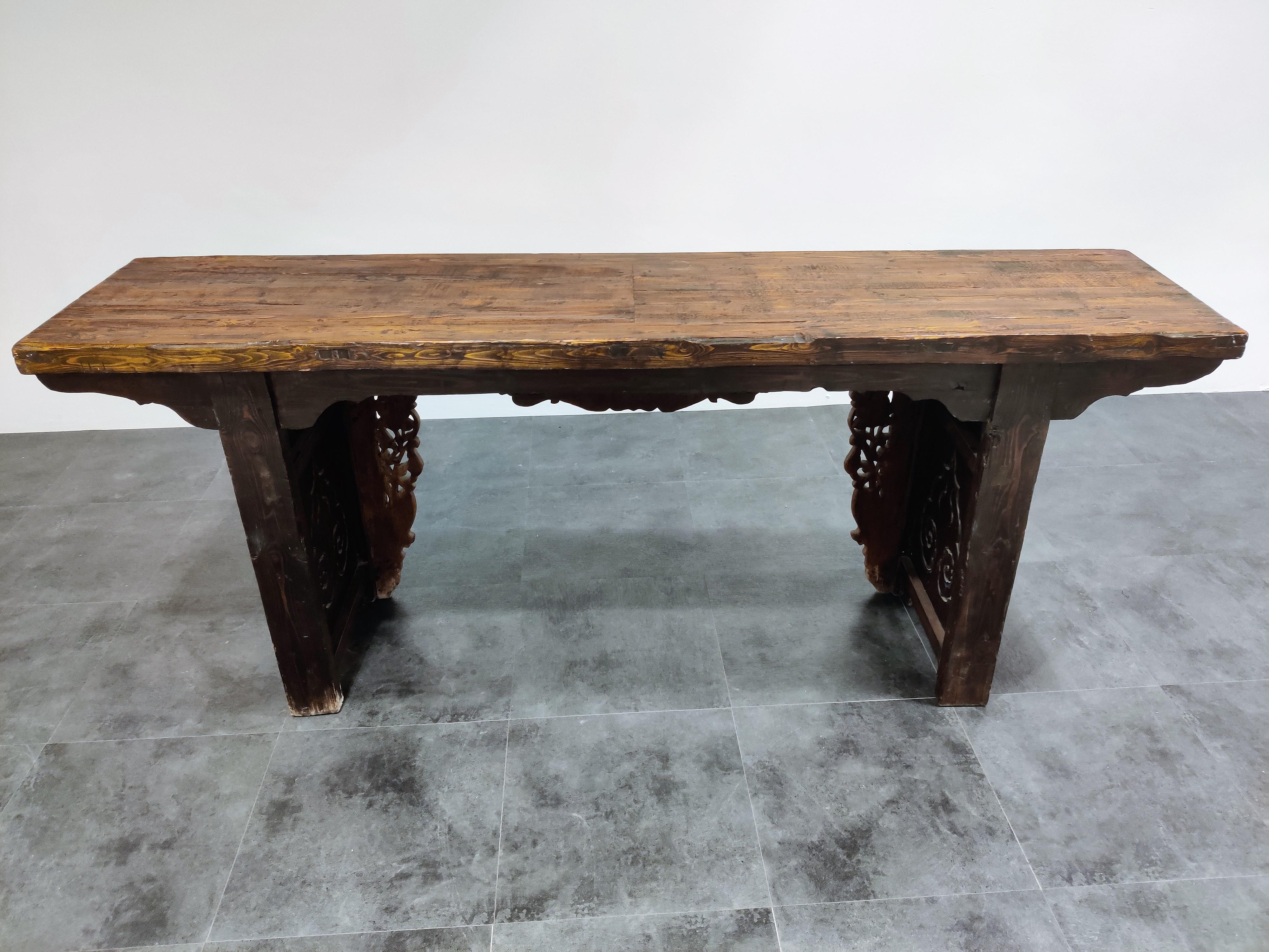 19th Century Chinese-Style Carved Altar Table 2