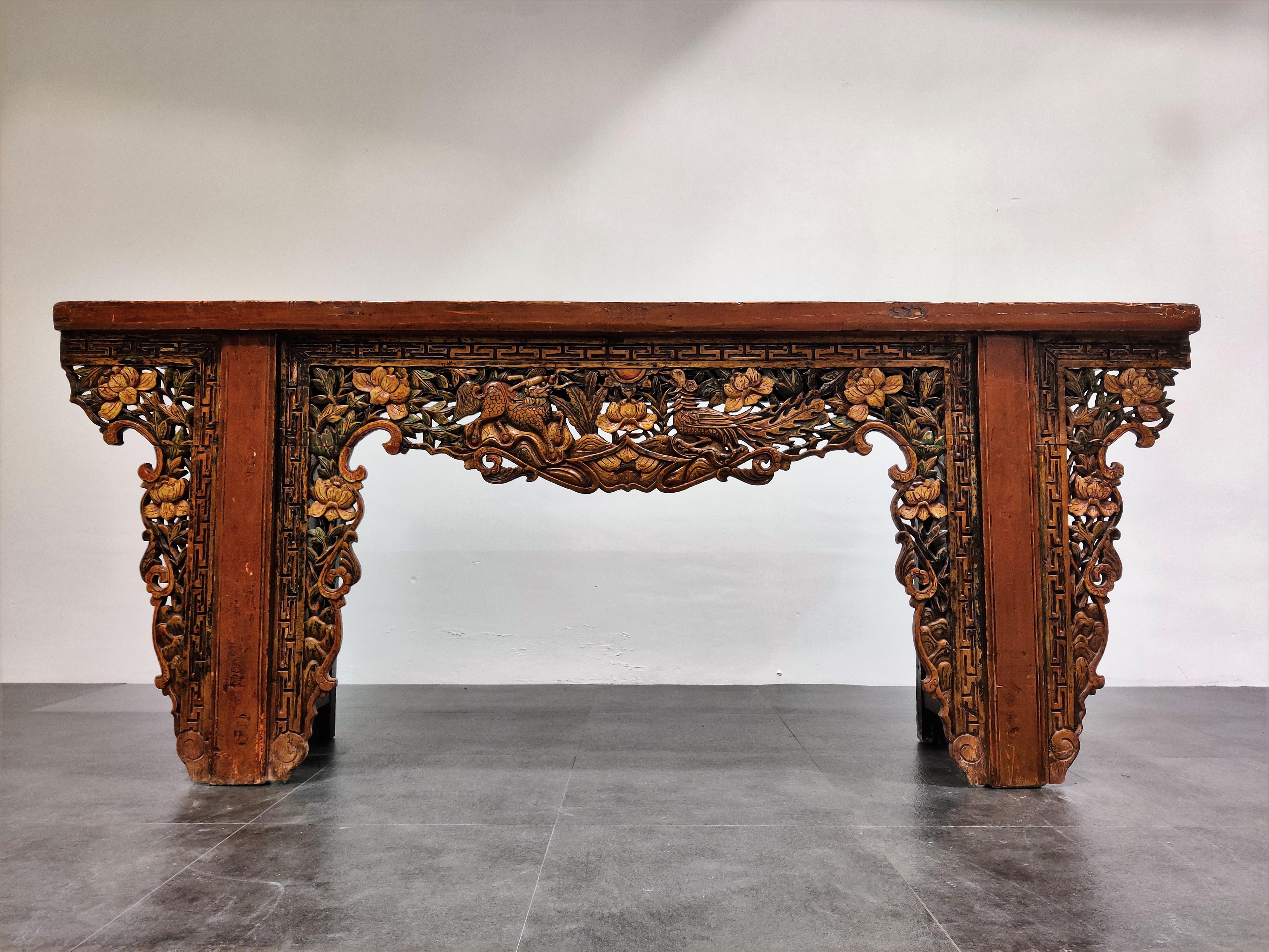 19th Century Chinese-Style Carved Altar Table 4