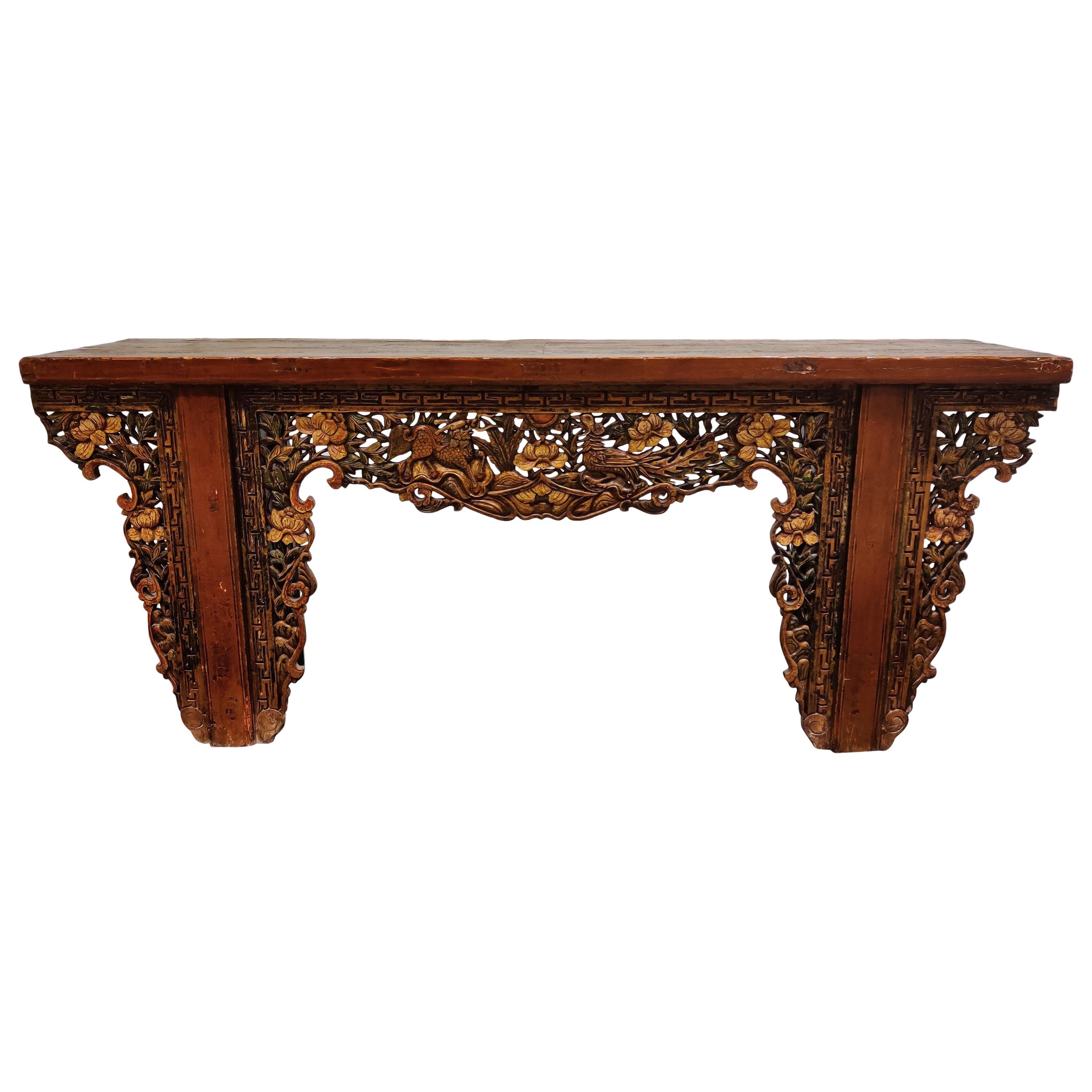 19th Century Chinese-Style Carved Altar Table