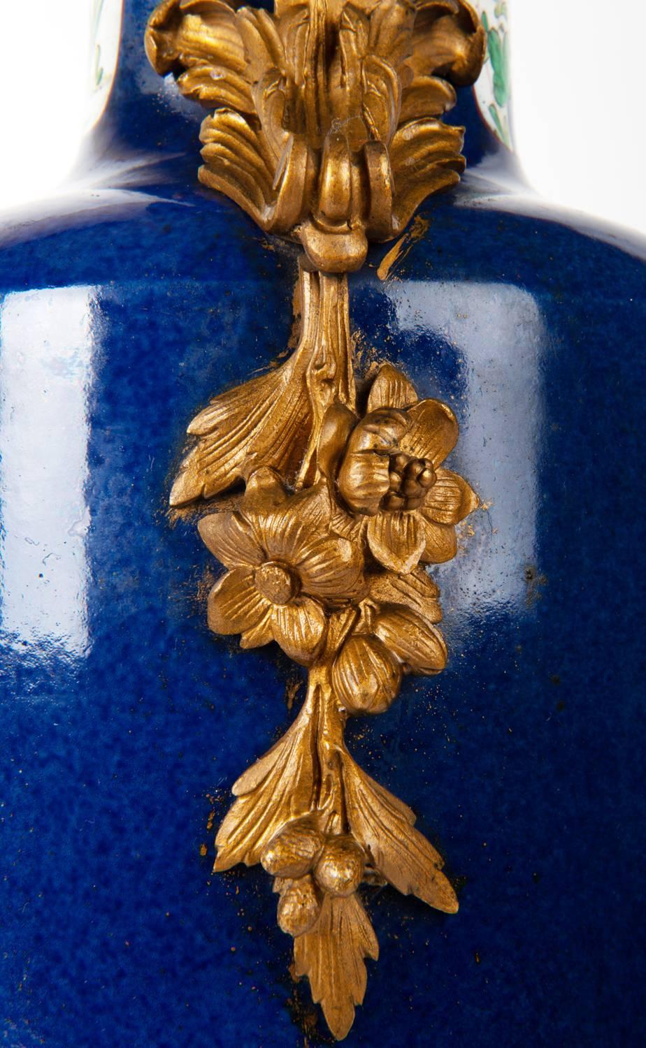 Vase ou lampe Famille Verte de style chinois du 19ème siècle en vente 2