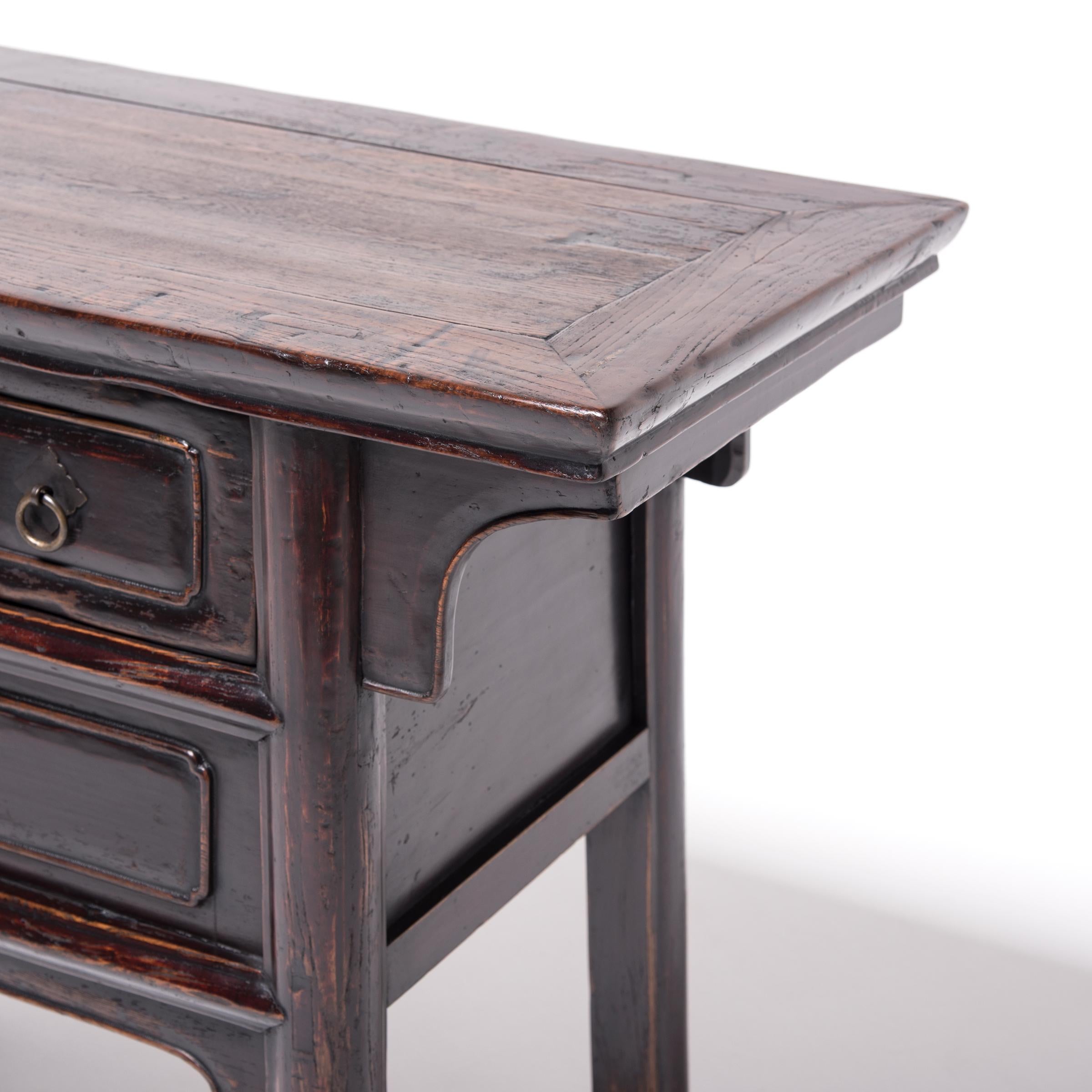 19th Century Chinese Tapered Two-Drawer Chest 1