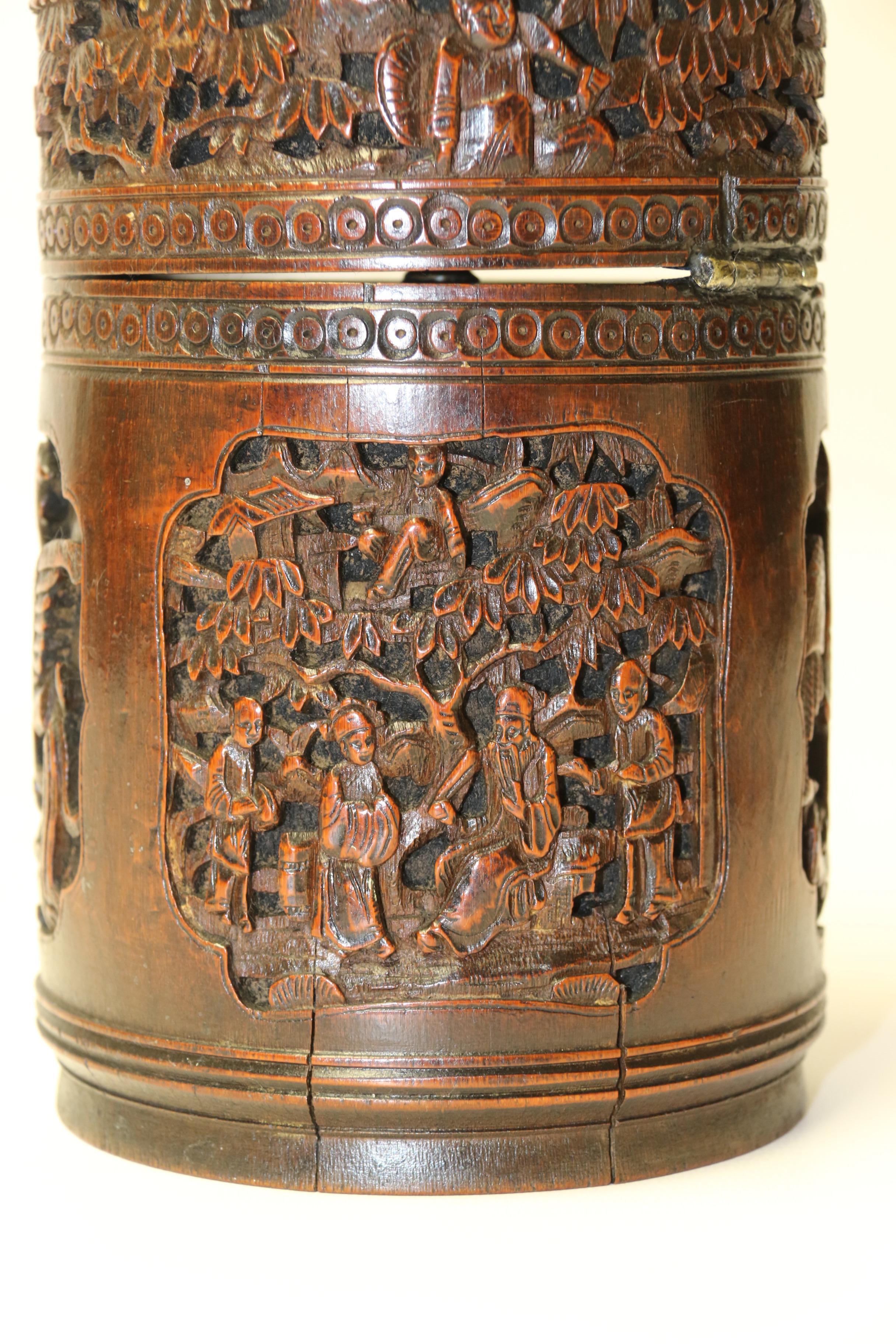 19th Century Chinese Tea Caddy Made from Bamboo, circa 1890 For Sale 4