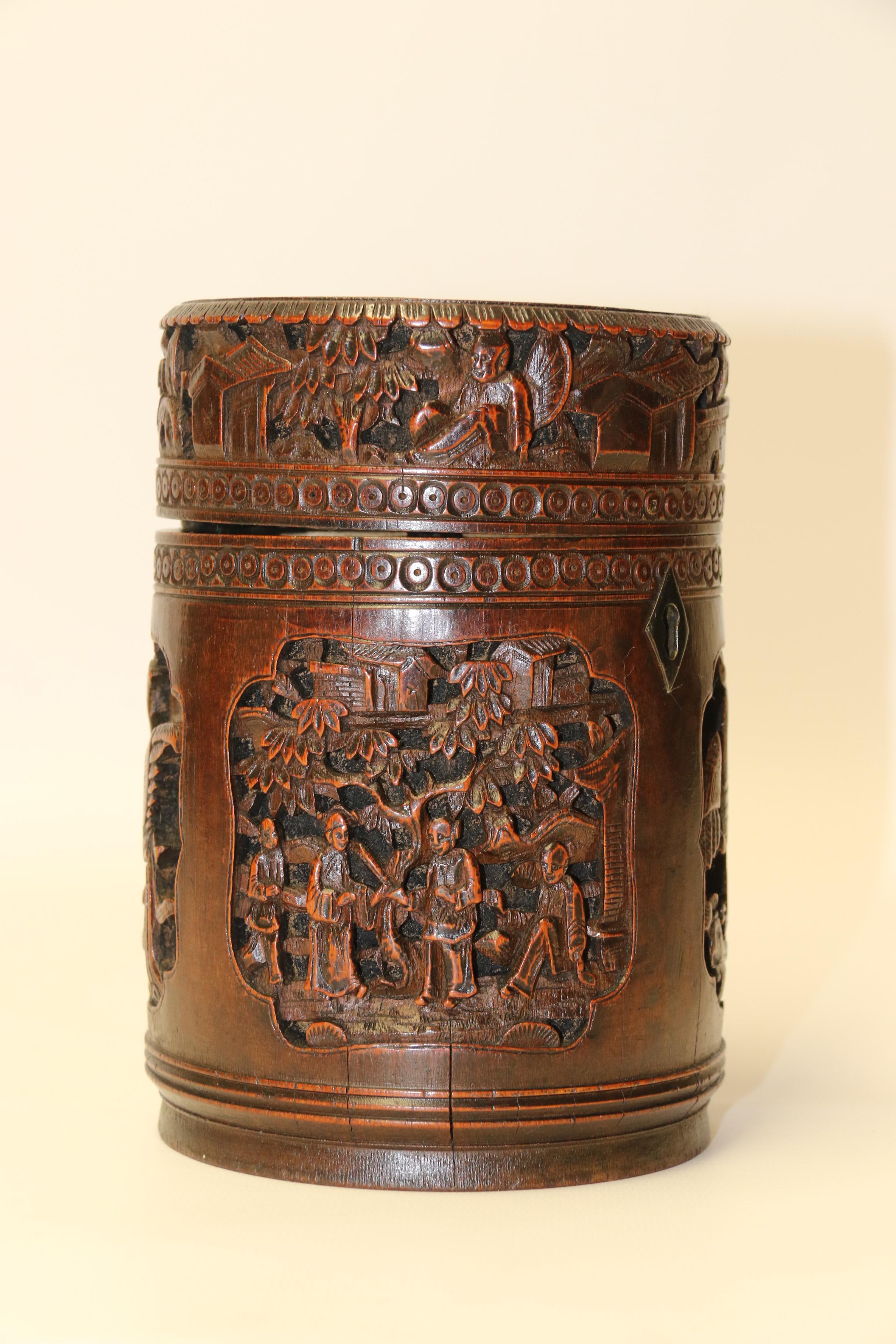 Late 19th Century 19th Century Chinese Tea Caddy Made from Bamboo, circa 1890 For Sale