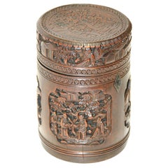 Antique 19th Century Chinese Tea Caddy Made from Bamboo, circa 1890