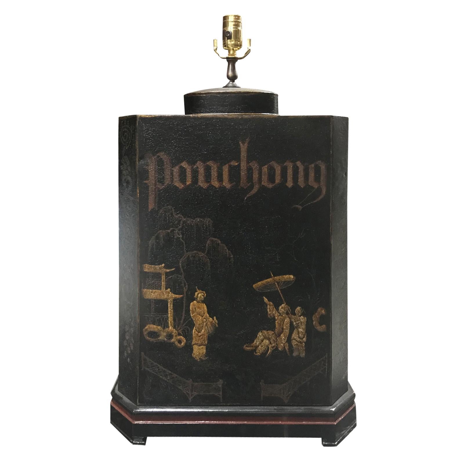 19th Century Chinese Tea Tin Lamp