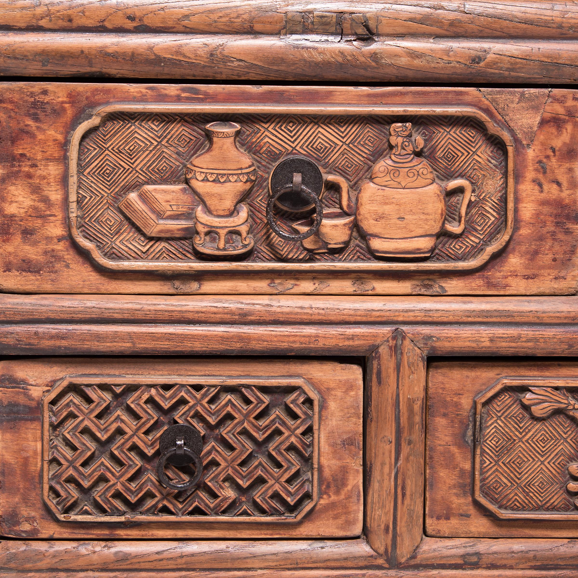 Brass Chinese Ten-Drawer Offering Table, c. 1850 For Sale