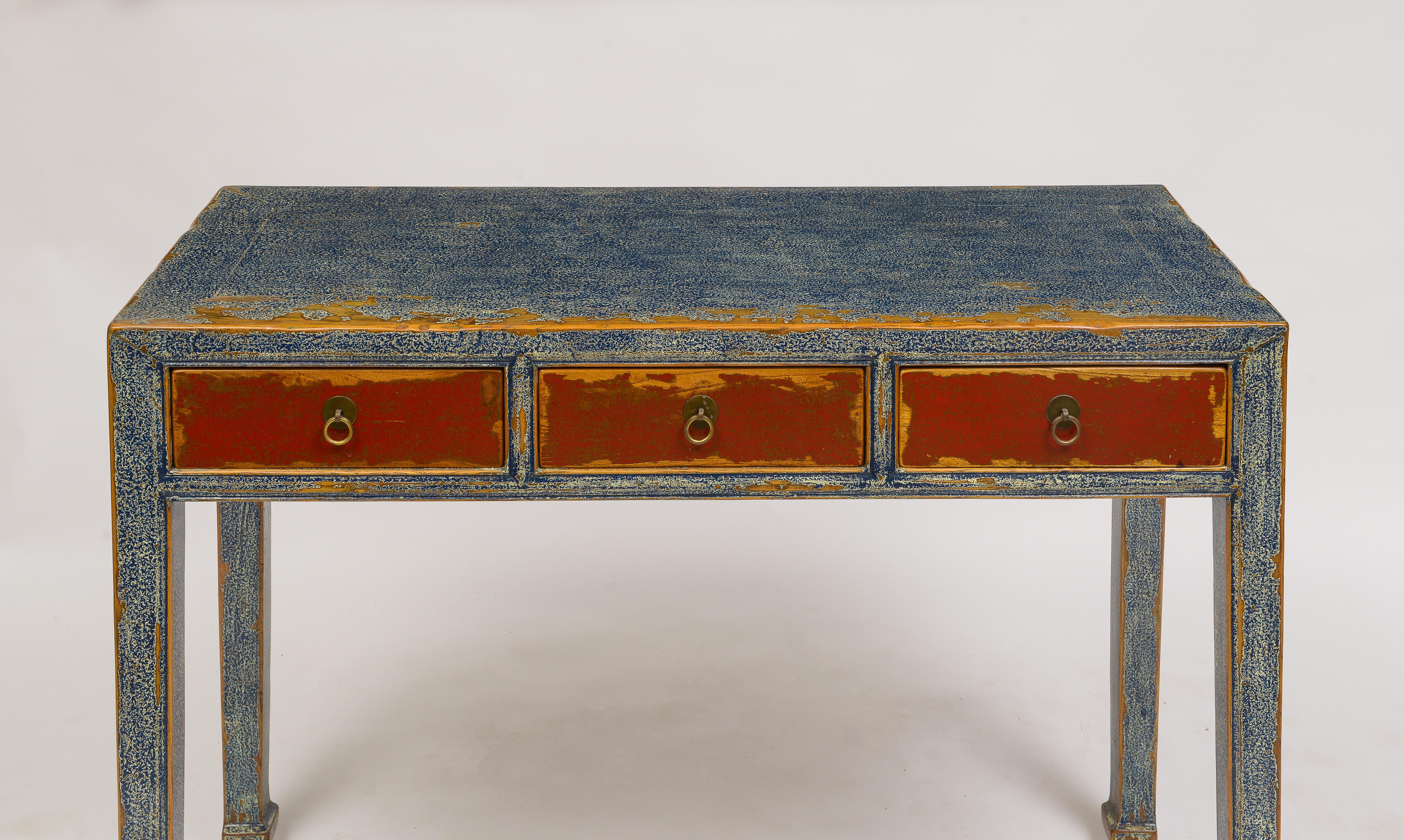 19th Century Chinese Three Drawer Console In Good Condition For Sale In Brooklyn, NY