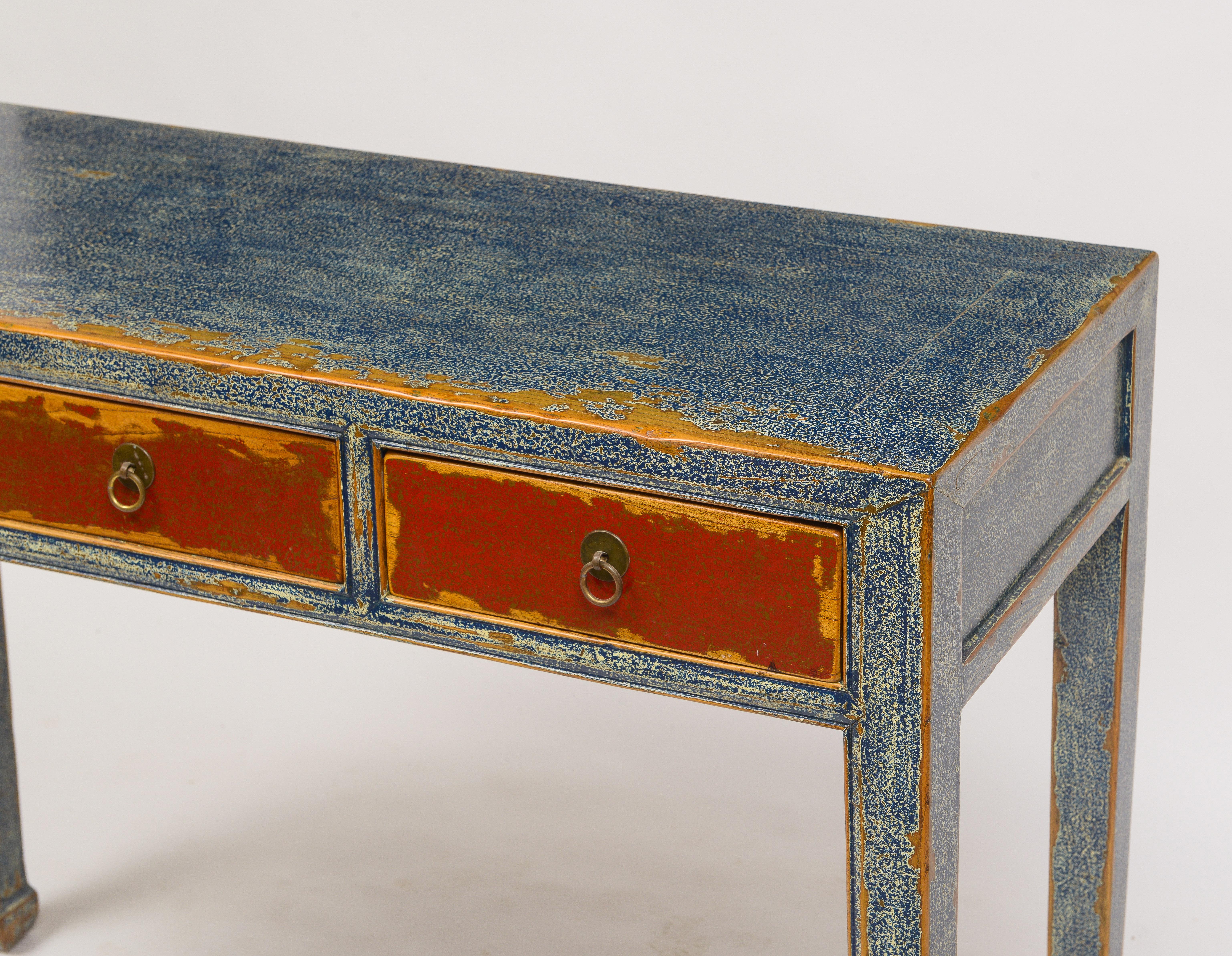 Brass 19th Century Chinese Three Drawer Console For Sale