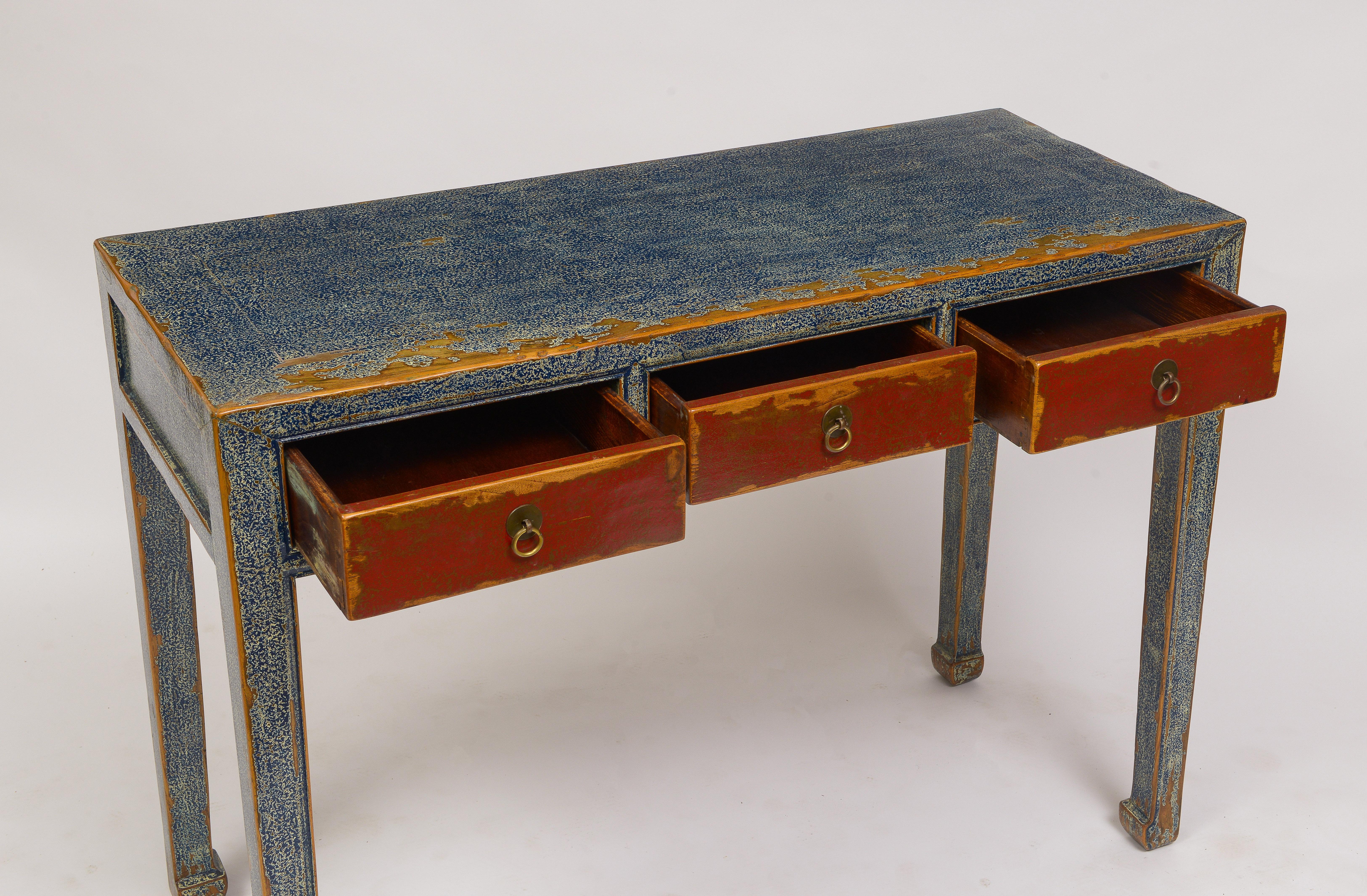 19th Century Chinese Three Drawer Console For Sale 2