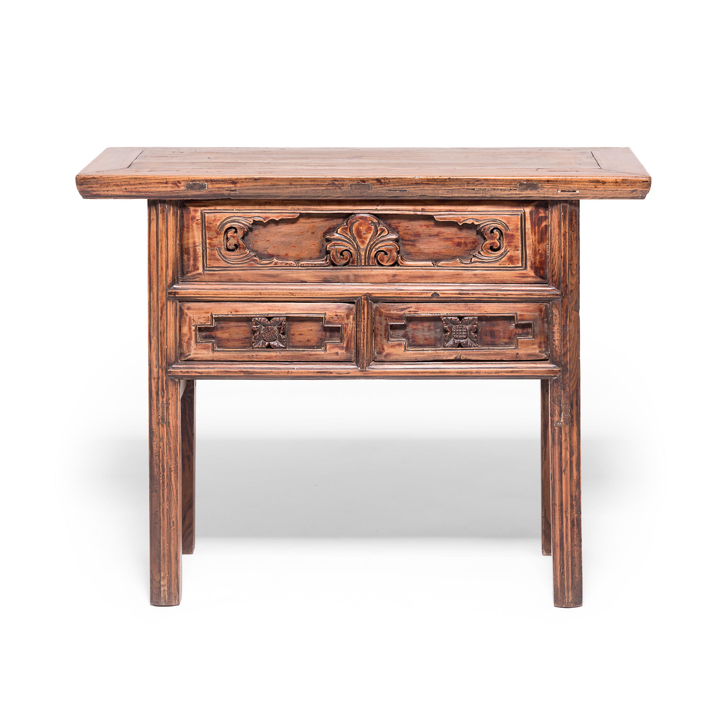 Qing Chinese Three-Drawer Console Table, c. 1850