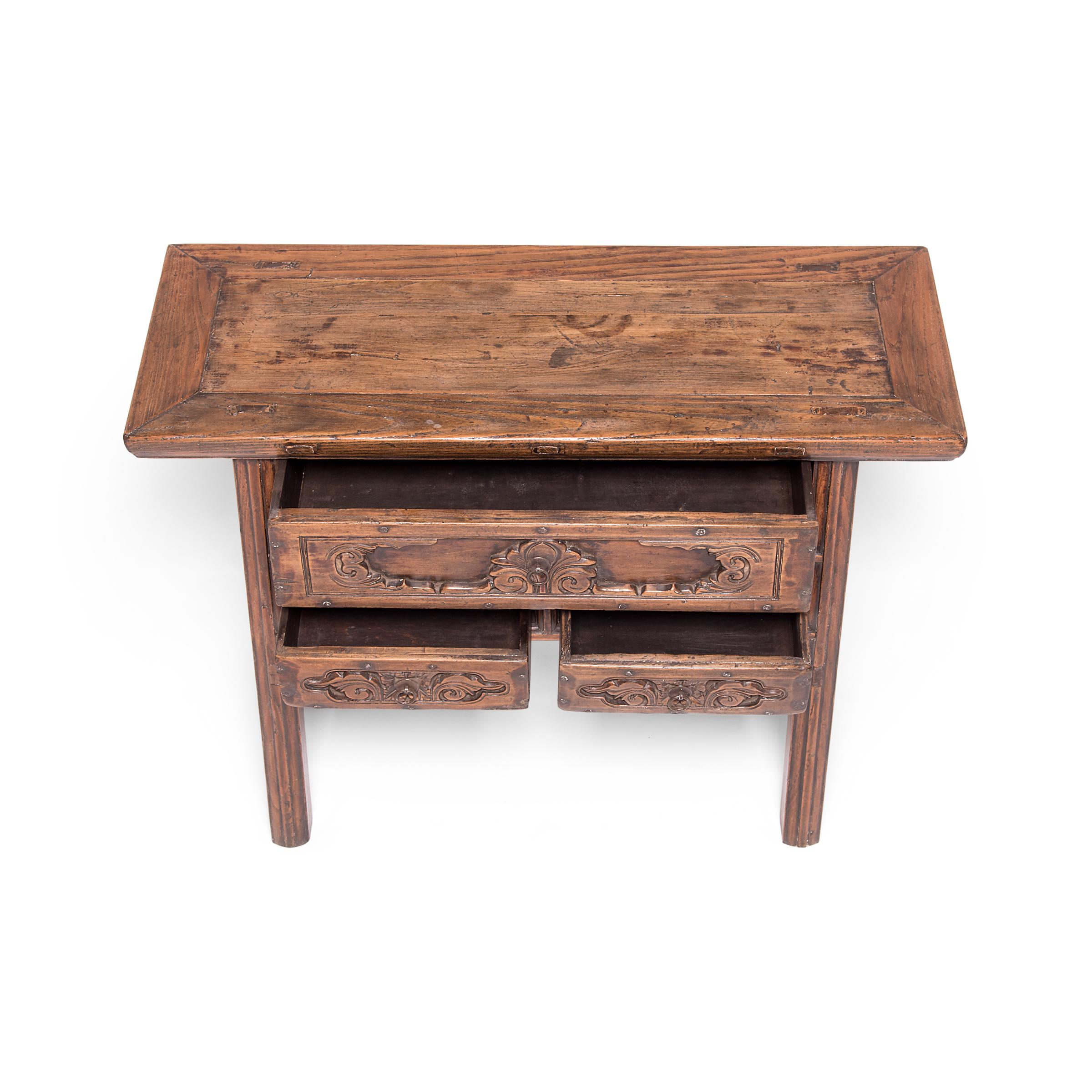 Chinese Three-Drawer Console Table, c. 1850 In Good Condition In Chicago, IL