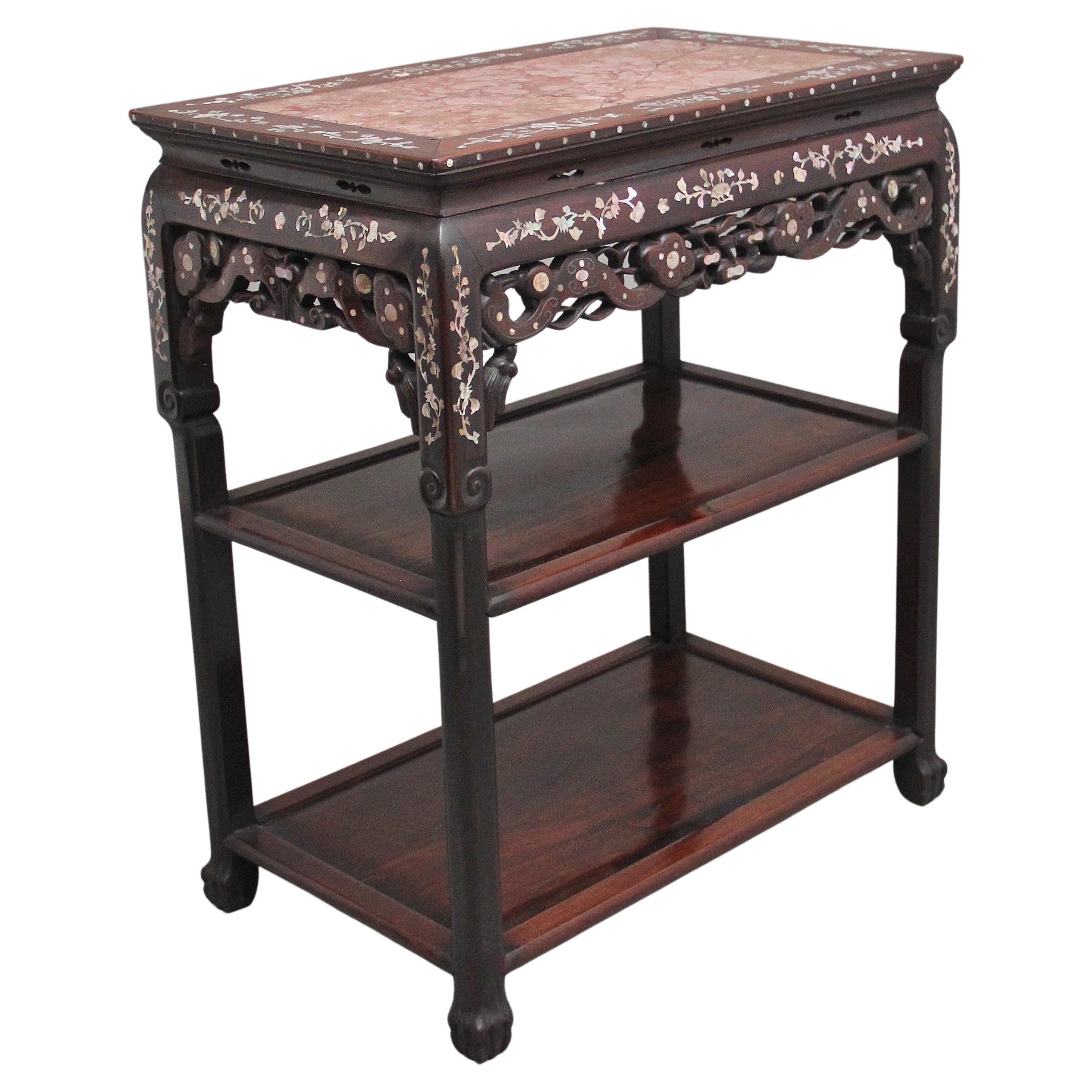19th Century Chinese Three Tier Occasional Table For Sale