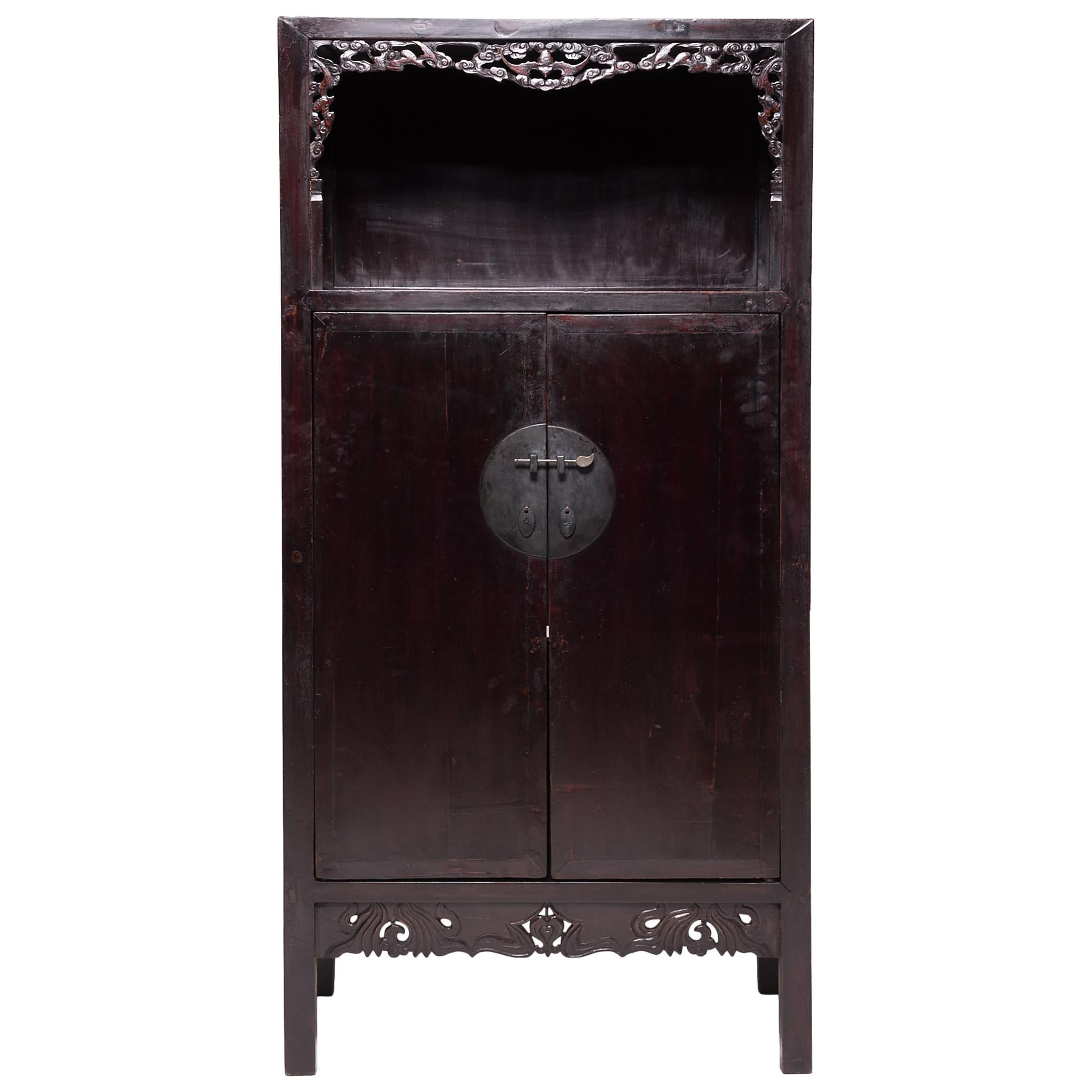 Chinese Triple Bat Book Cabinet, c. 1850 For Sale