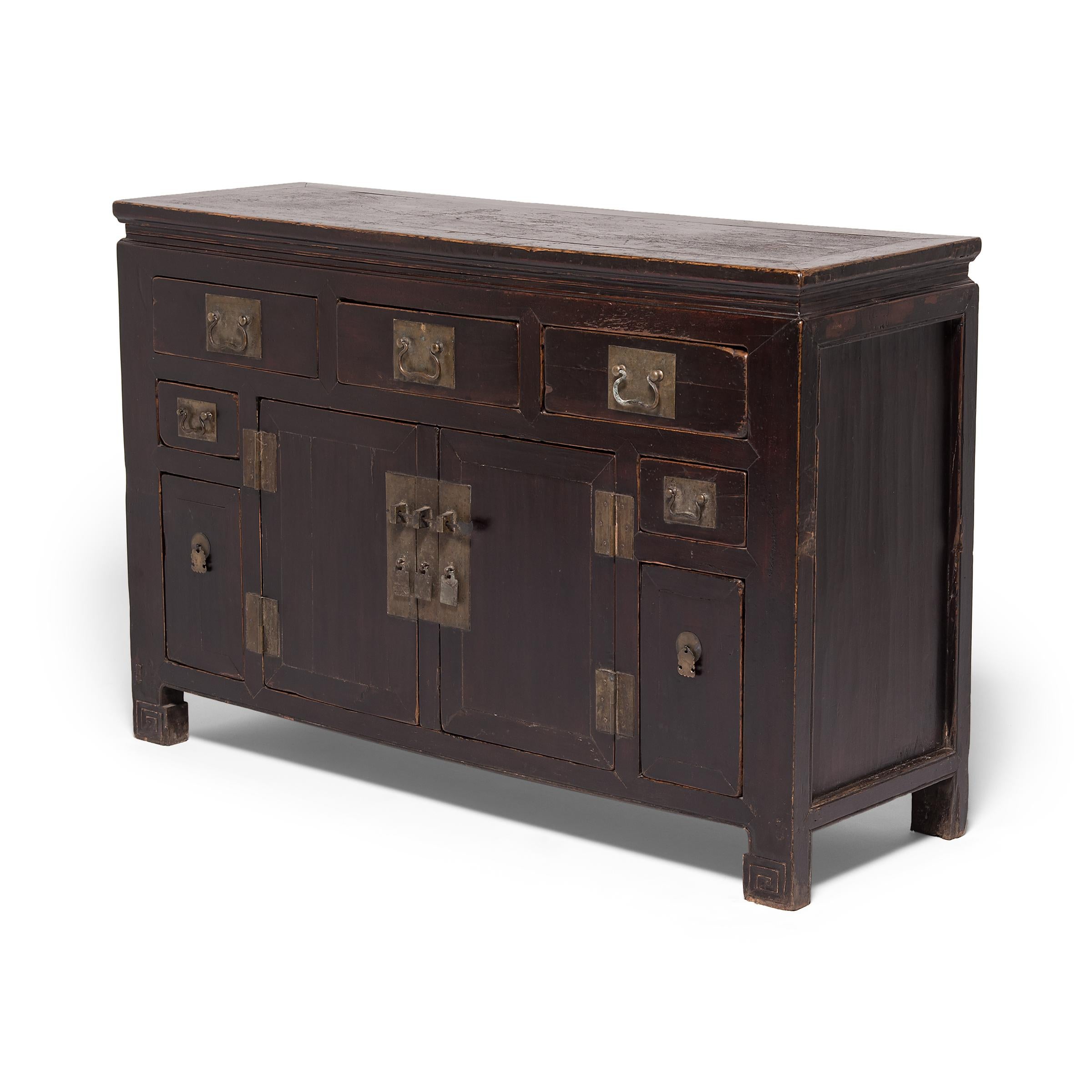 Qing 19th Century Chinese Two-Door Lacquered Sideboard