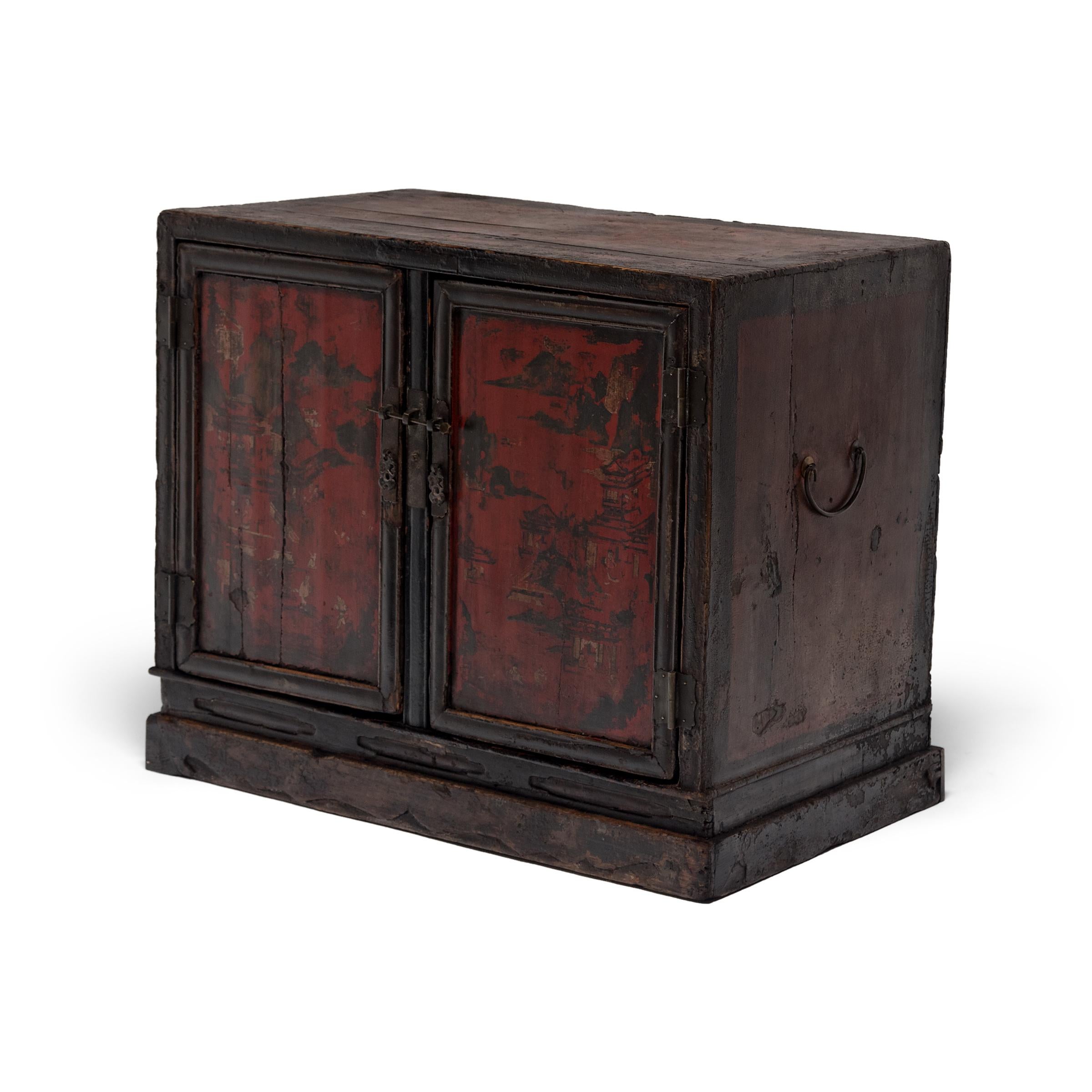 Qing 19th Century Chinese Two-Door Painted Chest