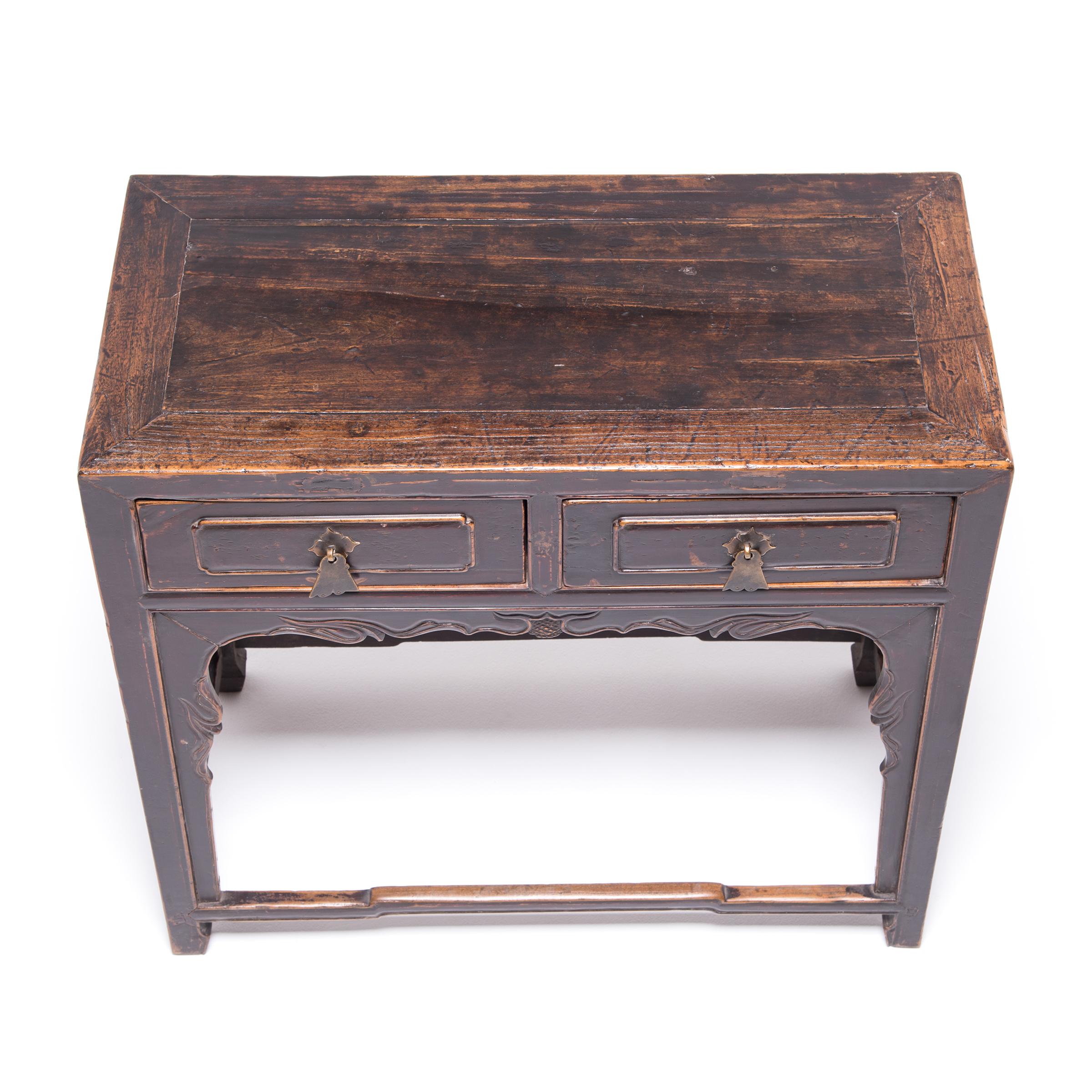 Chinese Two-Drawer Table, c. 1850 In Good Condition For Sale In Chicago, IL
