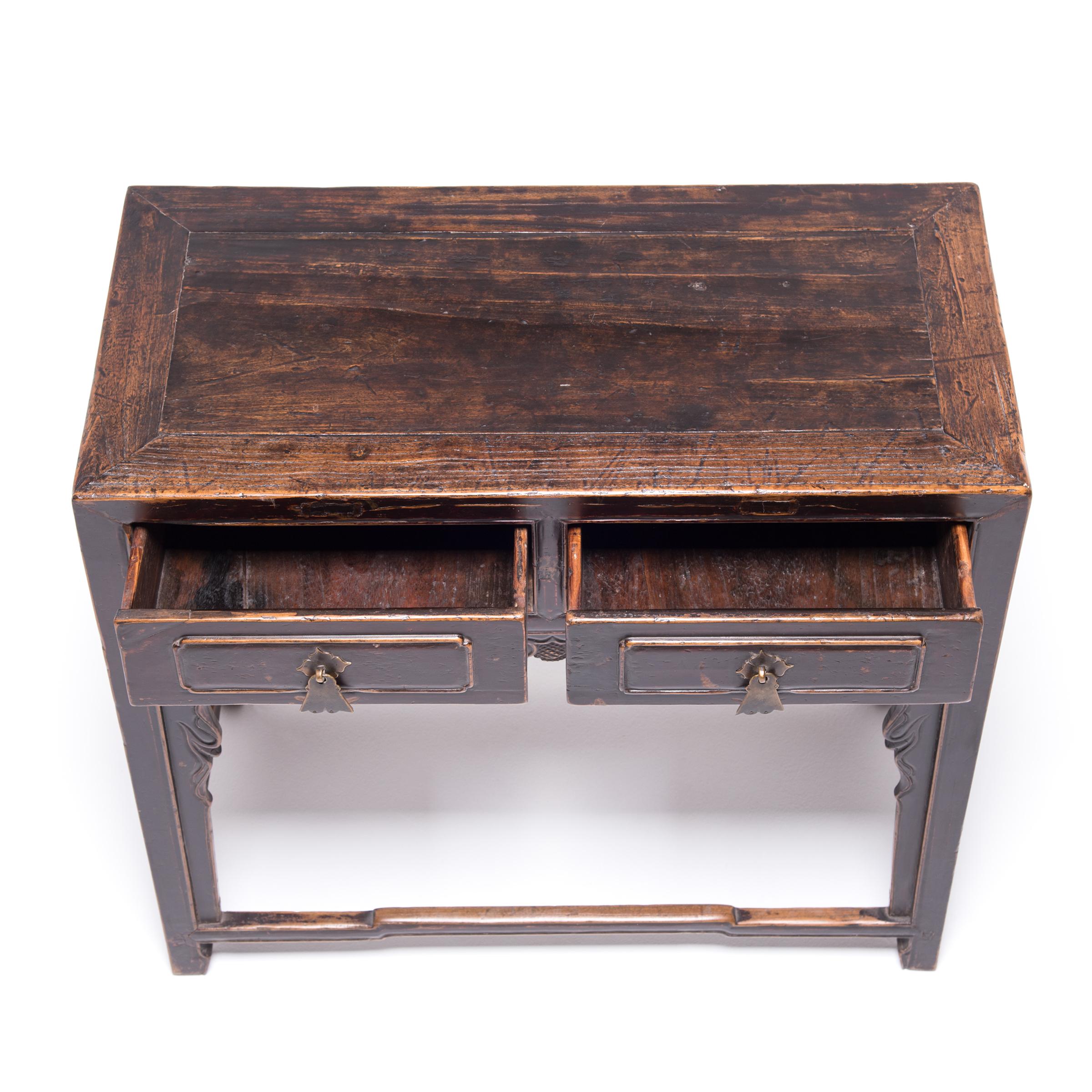 19th Century Chinese Two-Drawer Table, c. 1850 For Sale