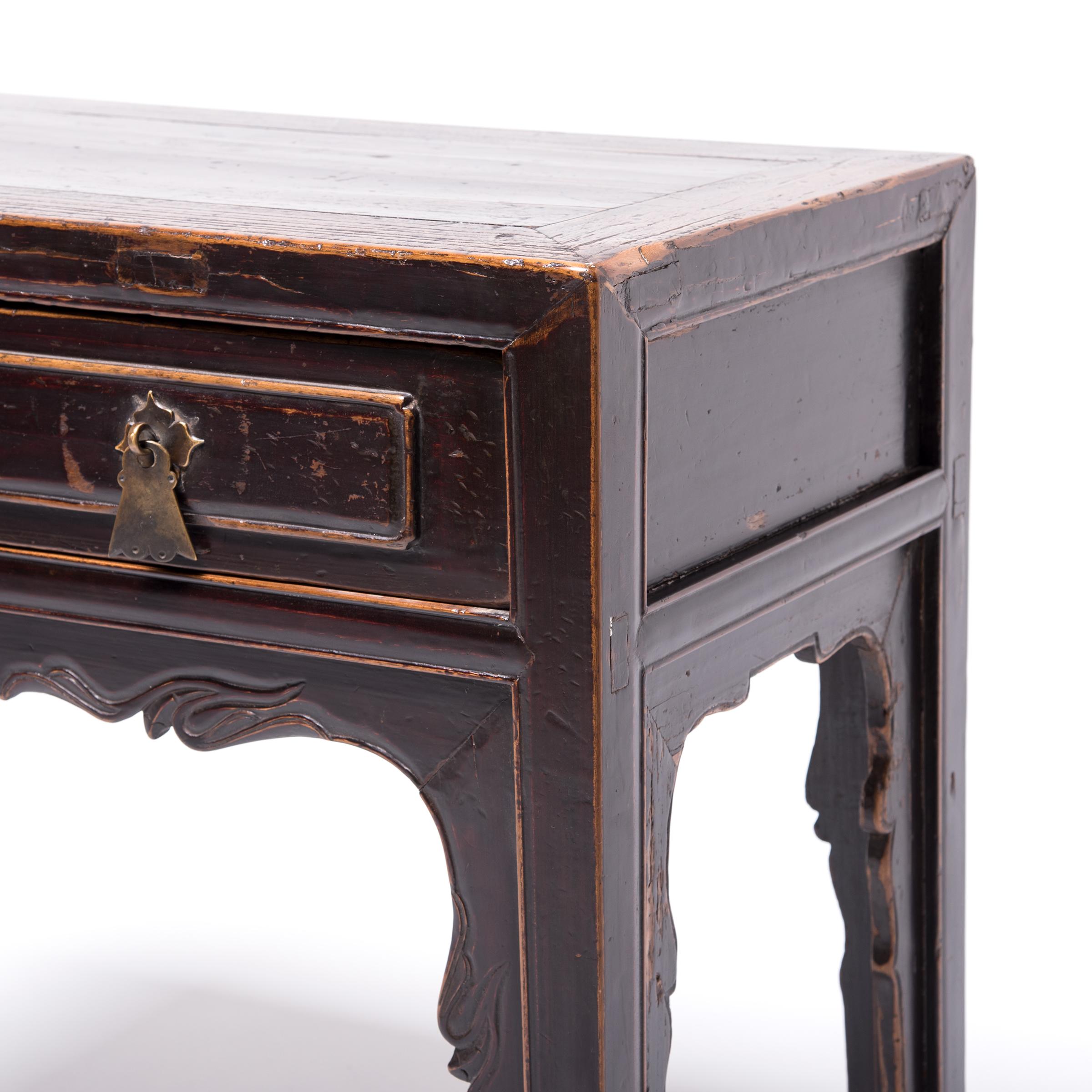 Elm Chinese Two-Drawer Table, c. 1850 For Sale