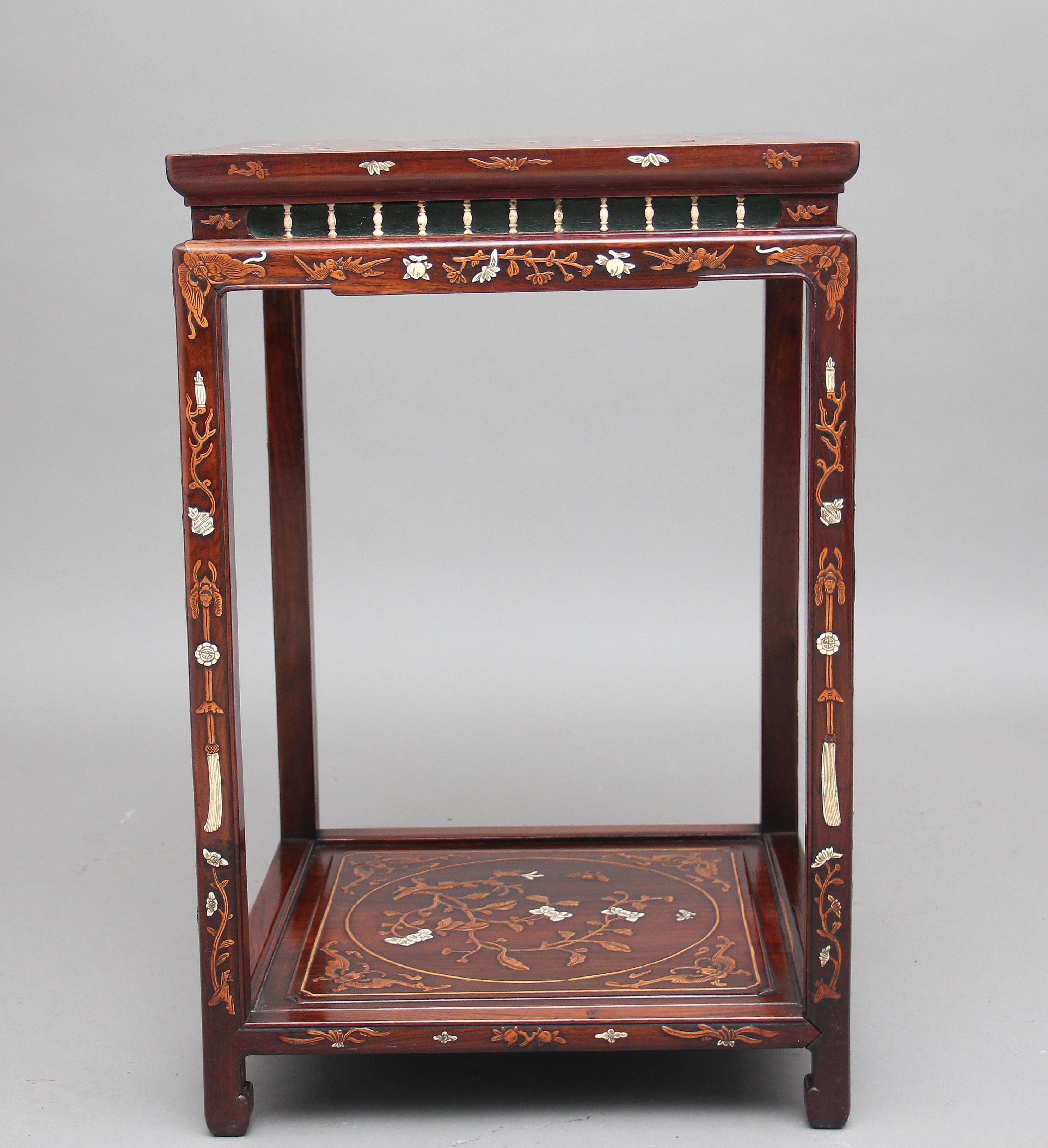 19th Century Chinese Two-Tier Inlaid Occasional Table 1
