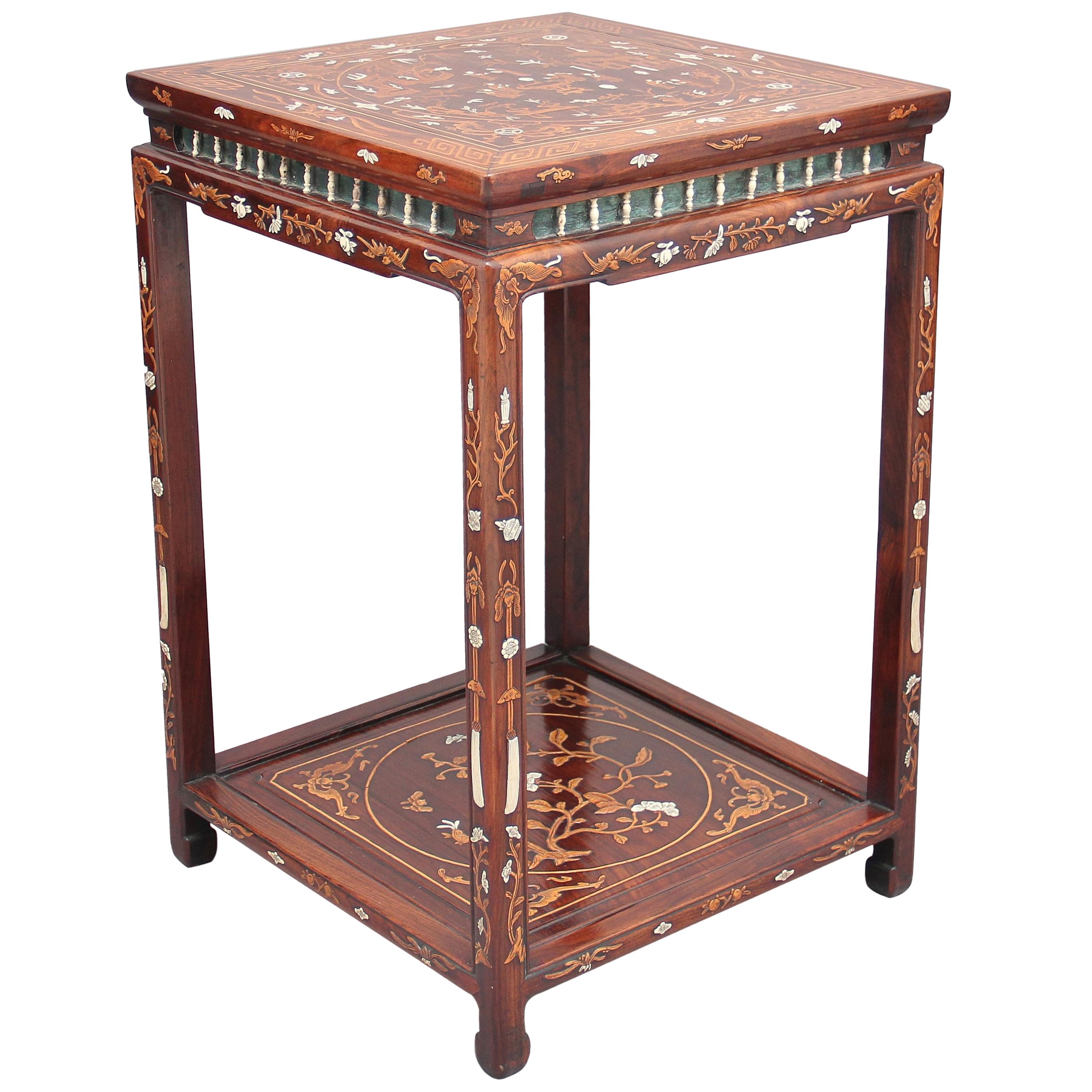 19th Century Chinese Two-Tier Inlaid Occasional Table