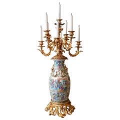 19th Century Chinese Vase Candelabra with French Napoleon III Ormolu Mounts